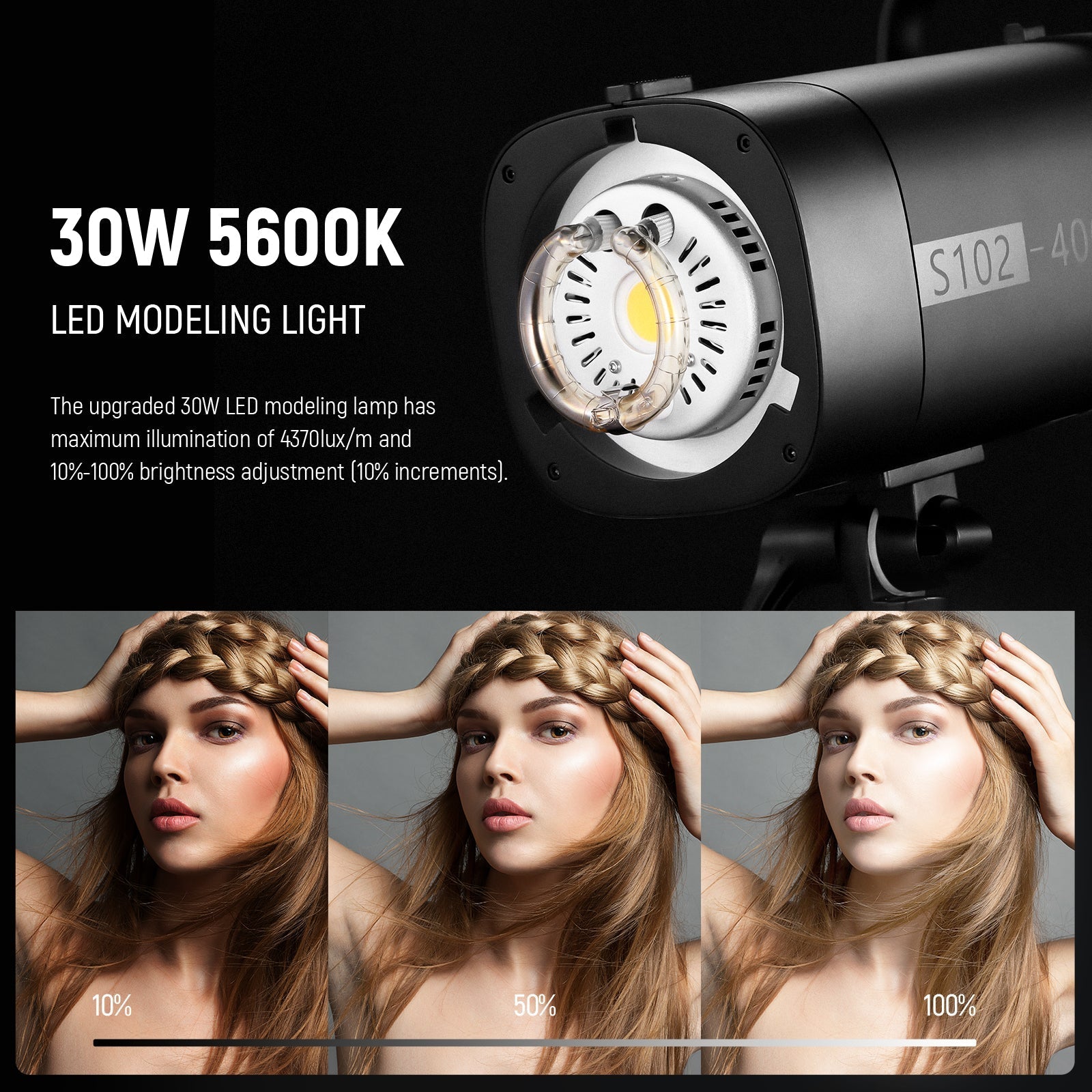 NEEWER 2 Pack S102-400W PRO 400Ws Studio Monolight Flash Light Kit