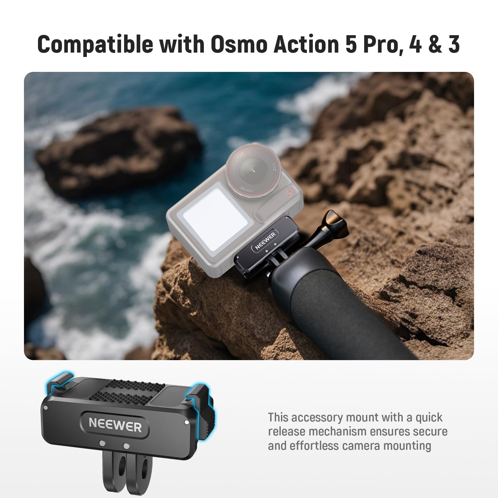 NEEWER AC011 Quick Release Magnetic Mount For DJI Osmo 360 Action 5 Pro/4/3