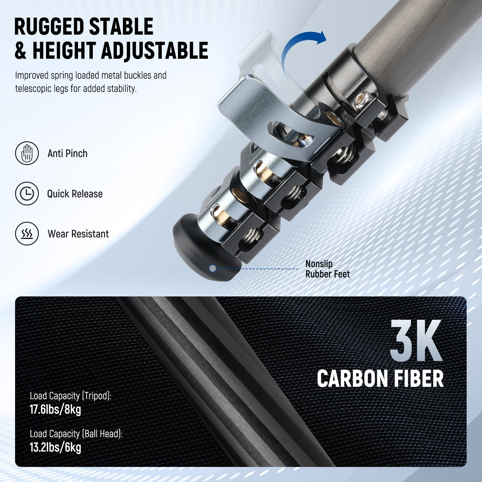 NEEWER LT36/LT37 60.4" Carbon Fiber Travel Tripod