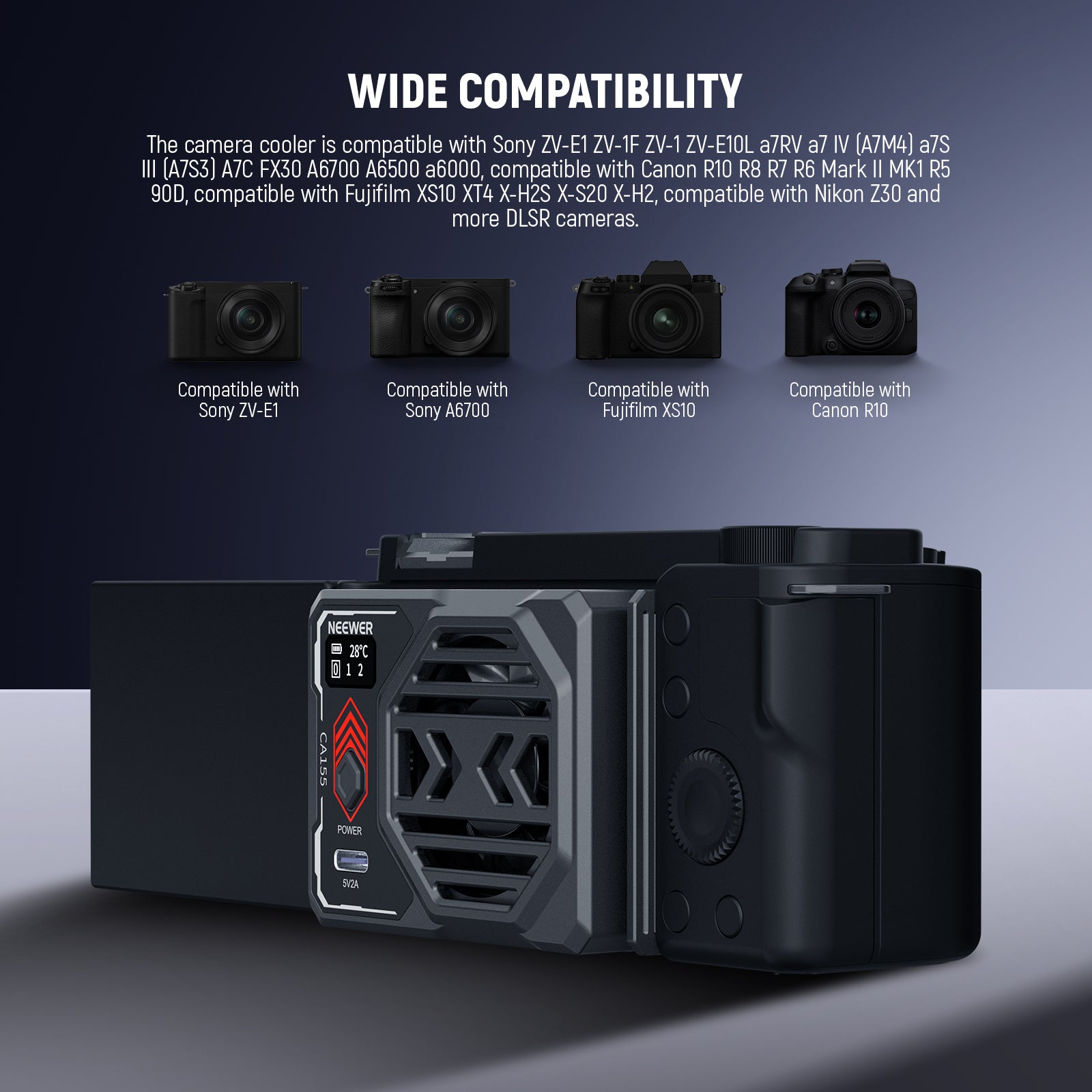 NEEWER BASICS CA155 Camera Cooling Fan with Battery
