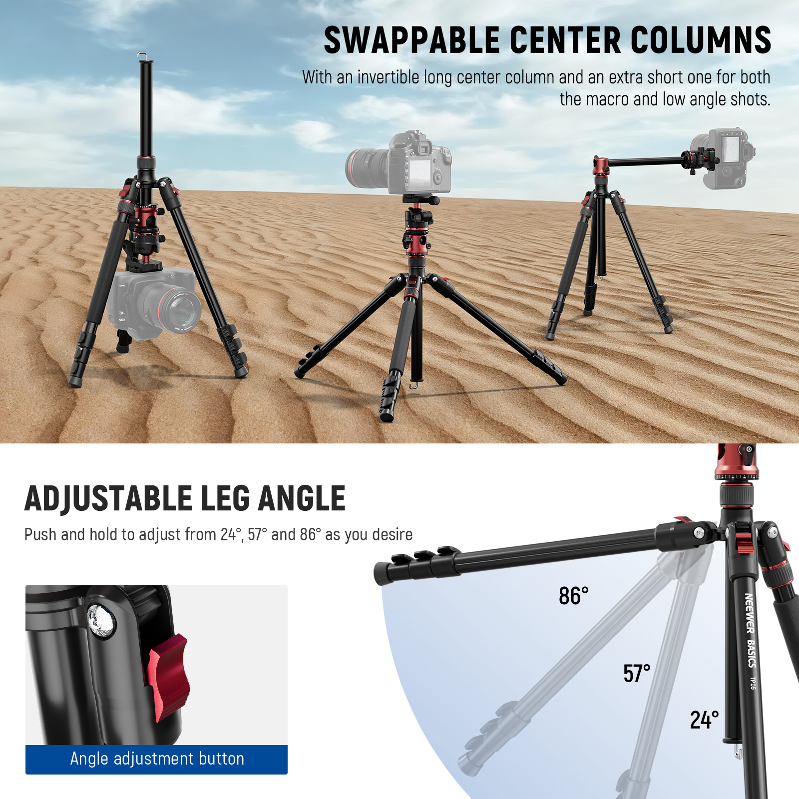 NEEWER BASICS TP16 70.9"/180cm Camera Tripod Monopod