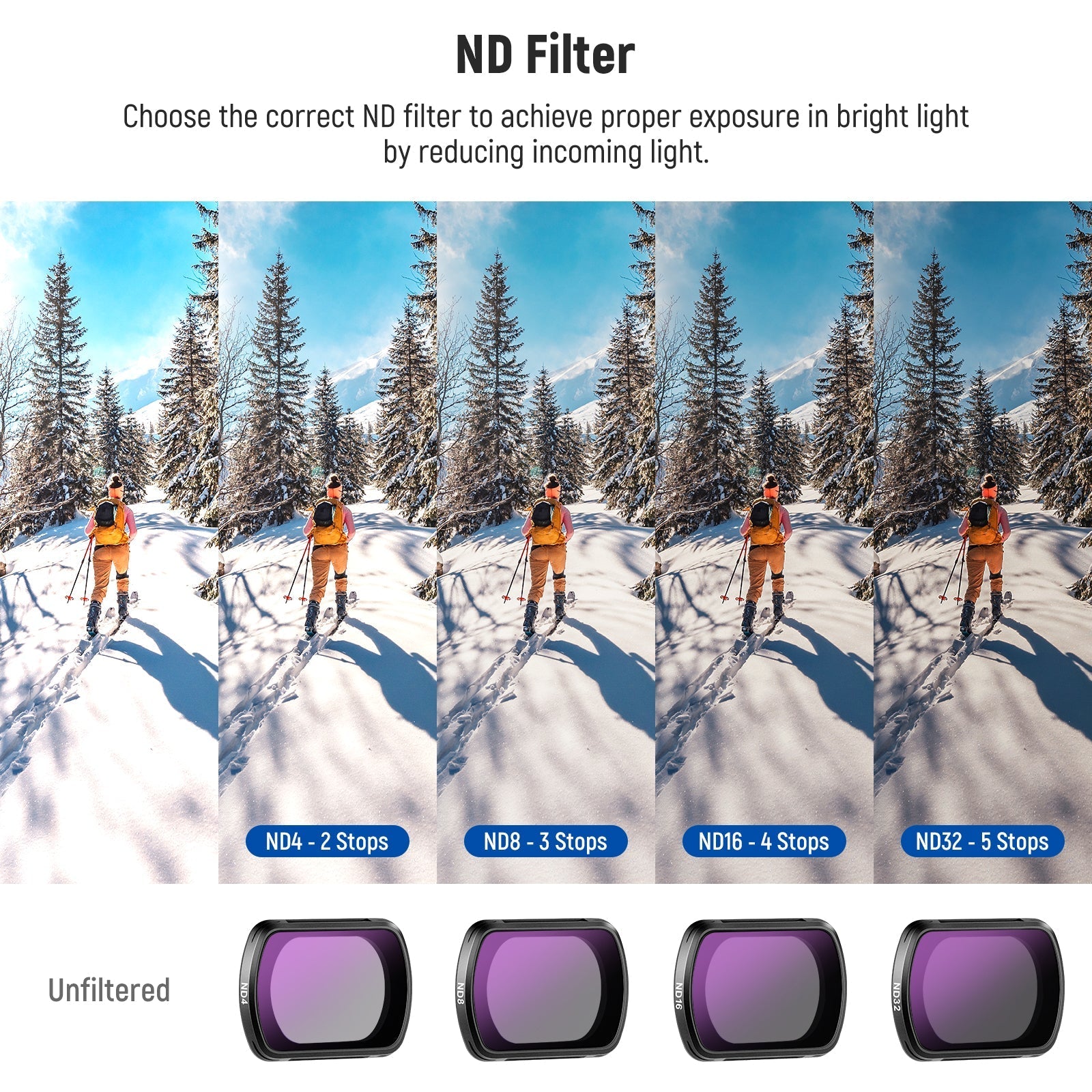 NEEWER FL-B02 4-Pack ND Filter Kit for DJI Osmo Pocket 3 / Pocket 4 & Xtra Muse