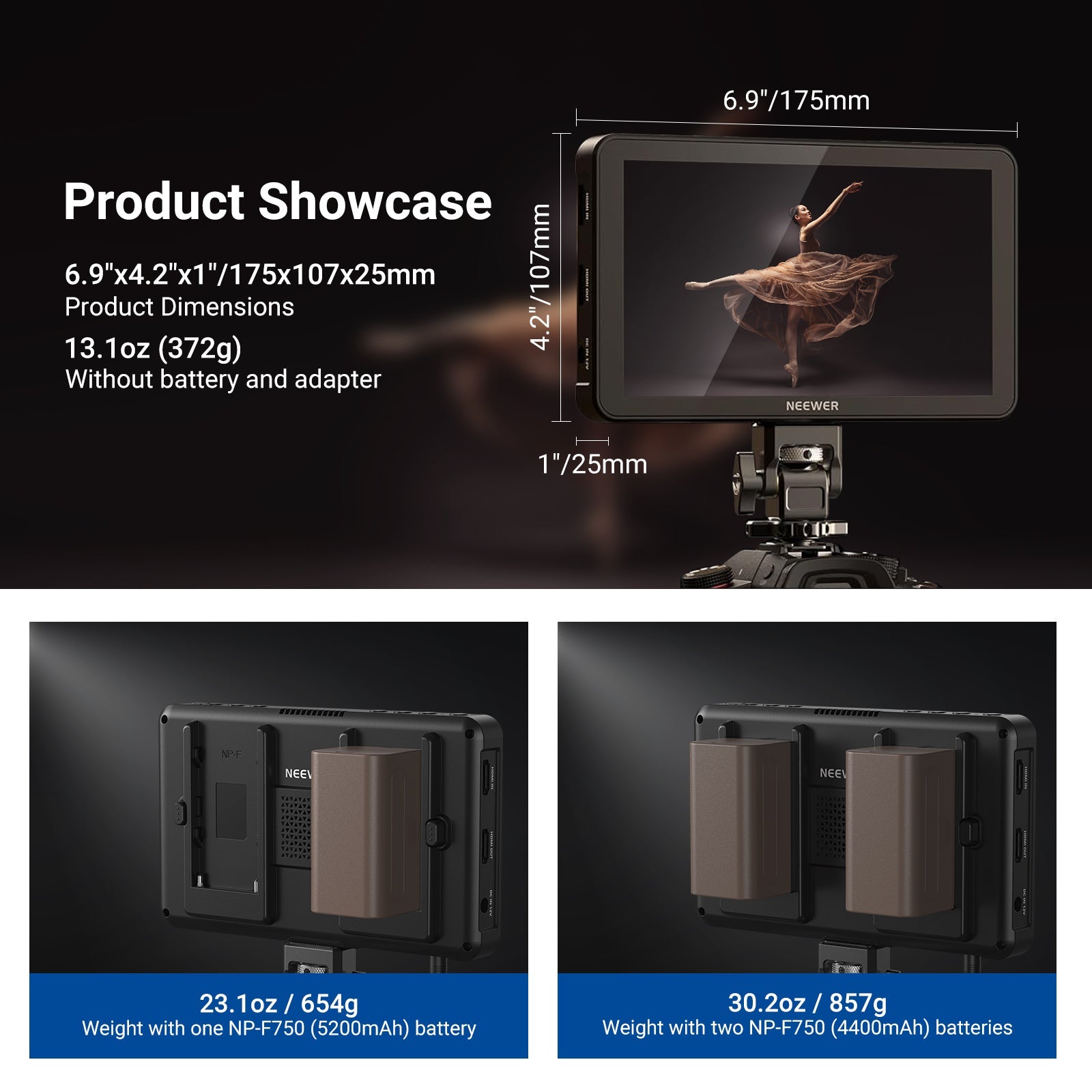 NEEWER F600 LED 7" Camera Touch Screen Monitor