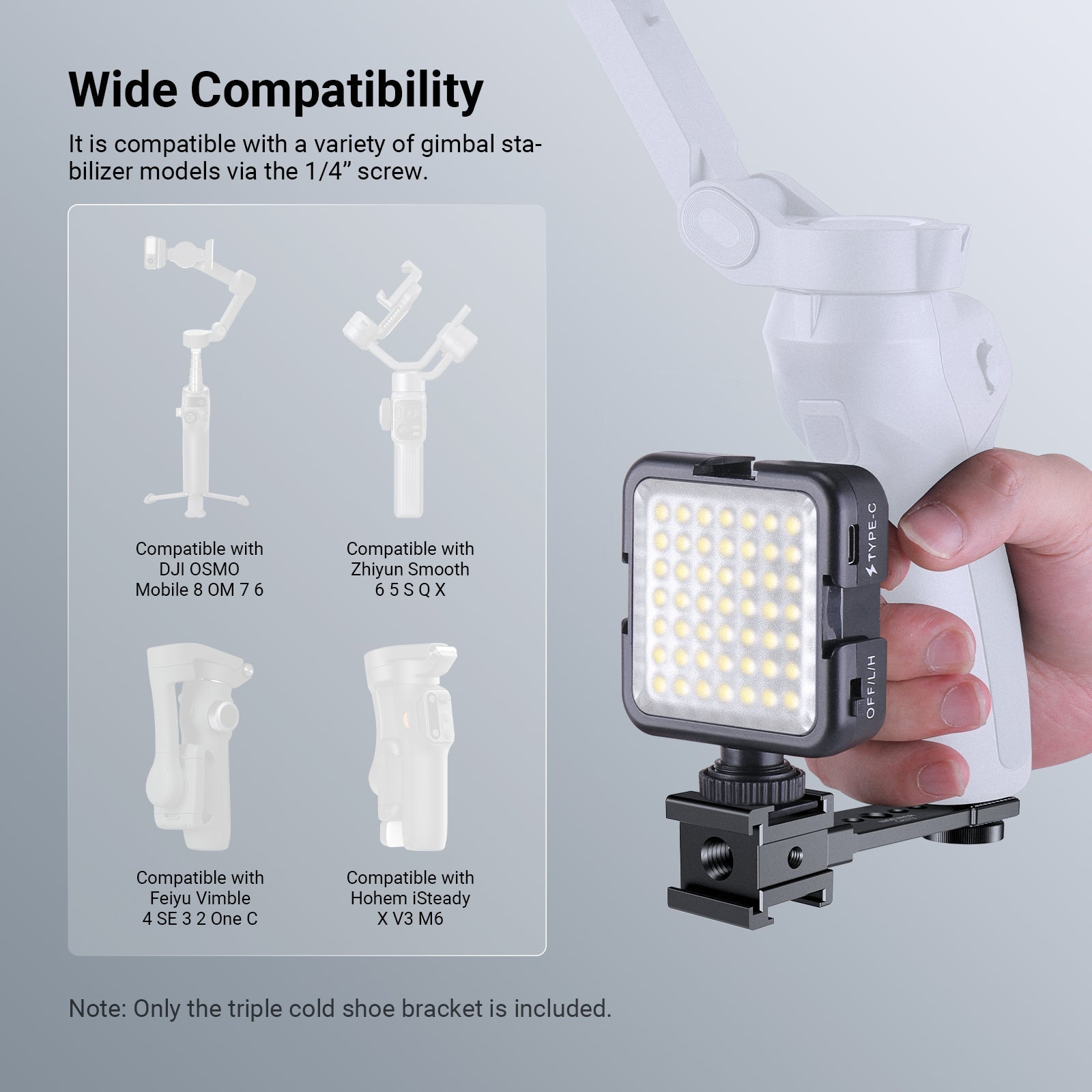 NEEWER CA173 Triple Cold Shoe Mount Plate