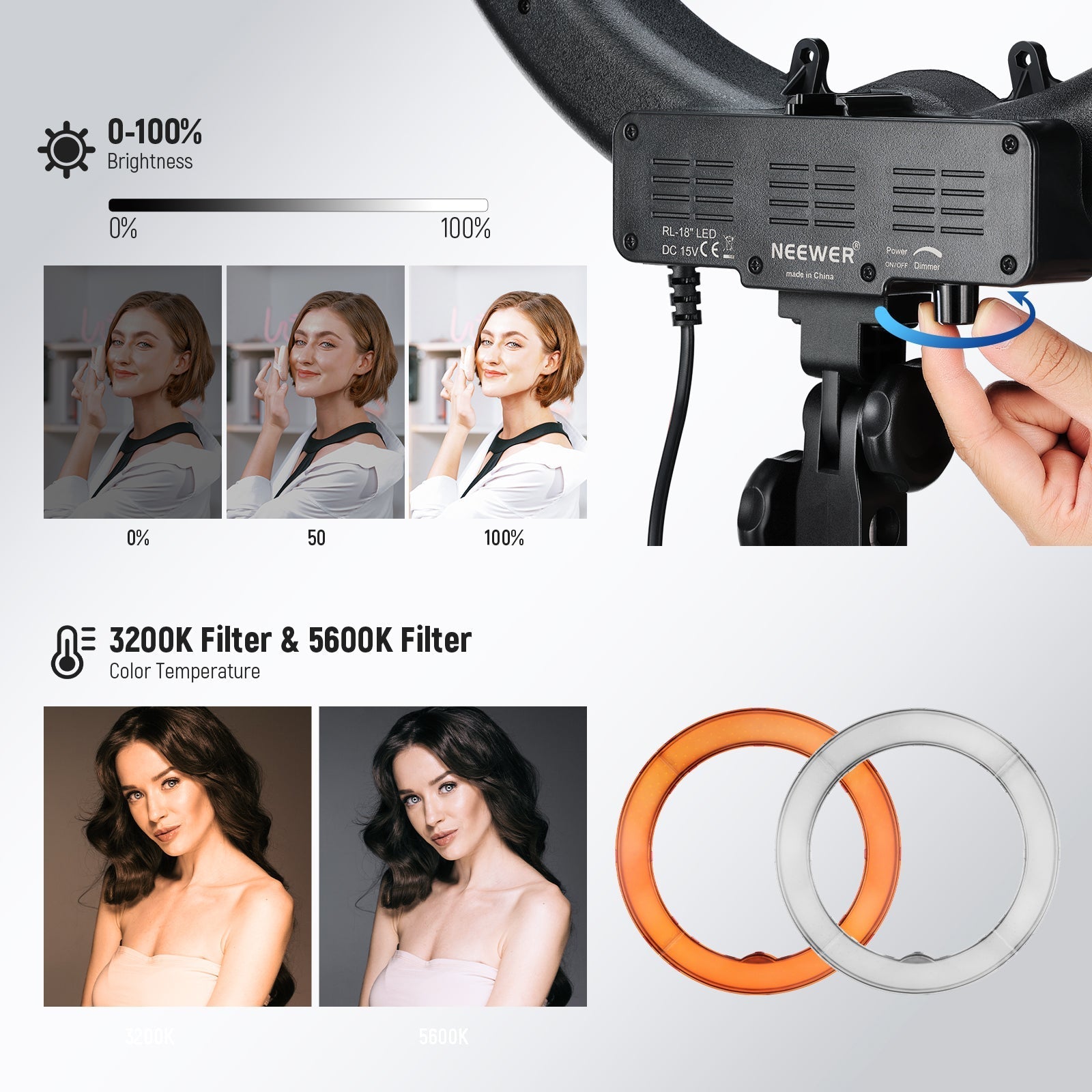 NEEWER RL-18 New Version 18 Inch 55W LED Ring Light