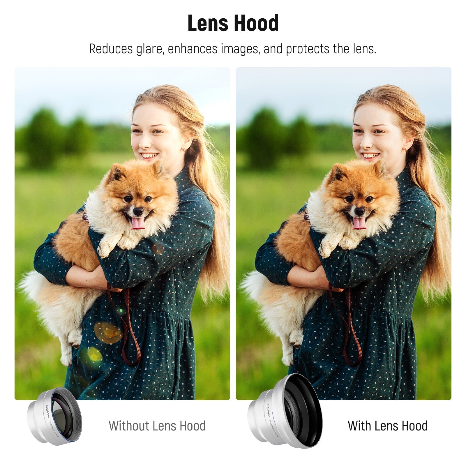 NEEWER LS-66 65mm HD Telephoto Phone Lens with 17mm Thread & Lens Hood
