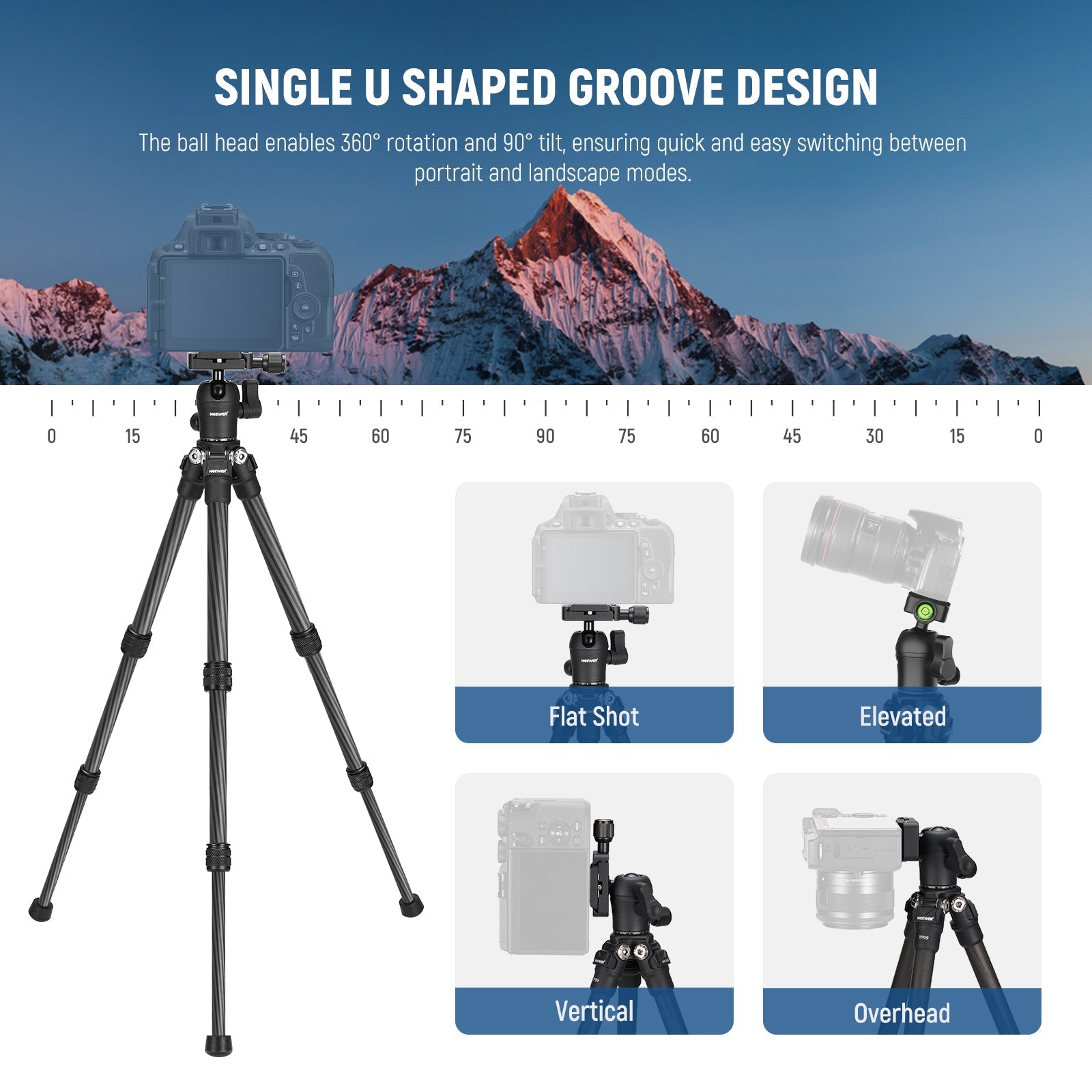 NEEWER TP09 20" Carbon Fiber Desktop Mini Tripod