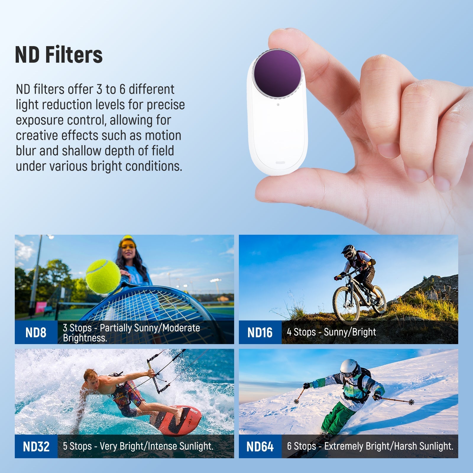 NEEWER FLB01 4 Pack ND Filter Kit For Insta360 GO 3S