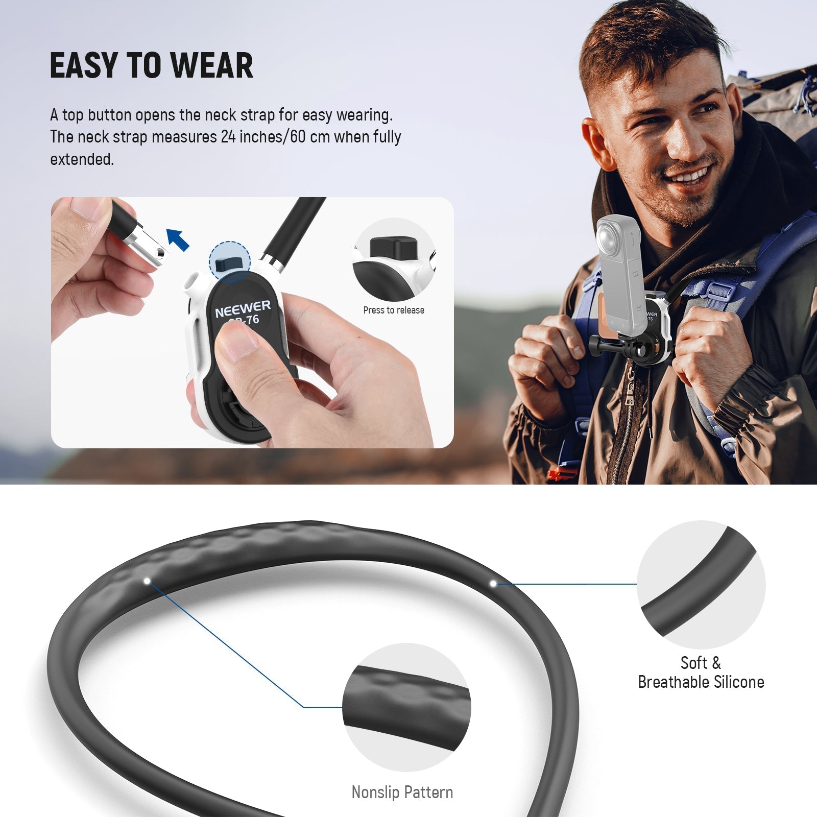 NEEWER GP-76 Magnetic Neck Mount For Action Cameras