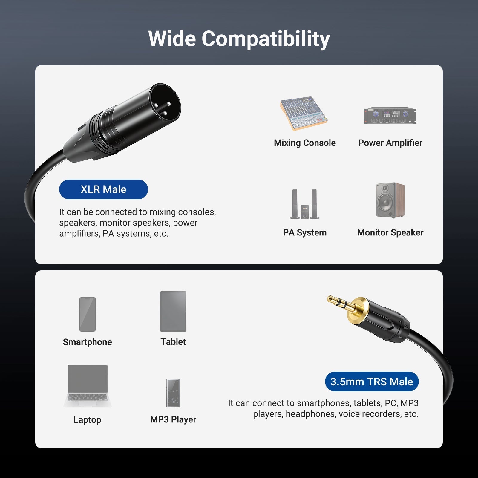 NEEWER MS023 3.5mm to XLR Cable