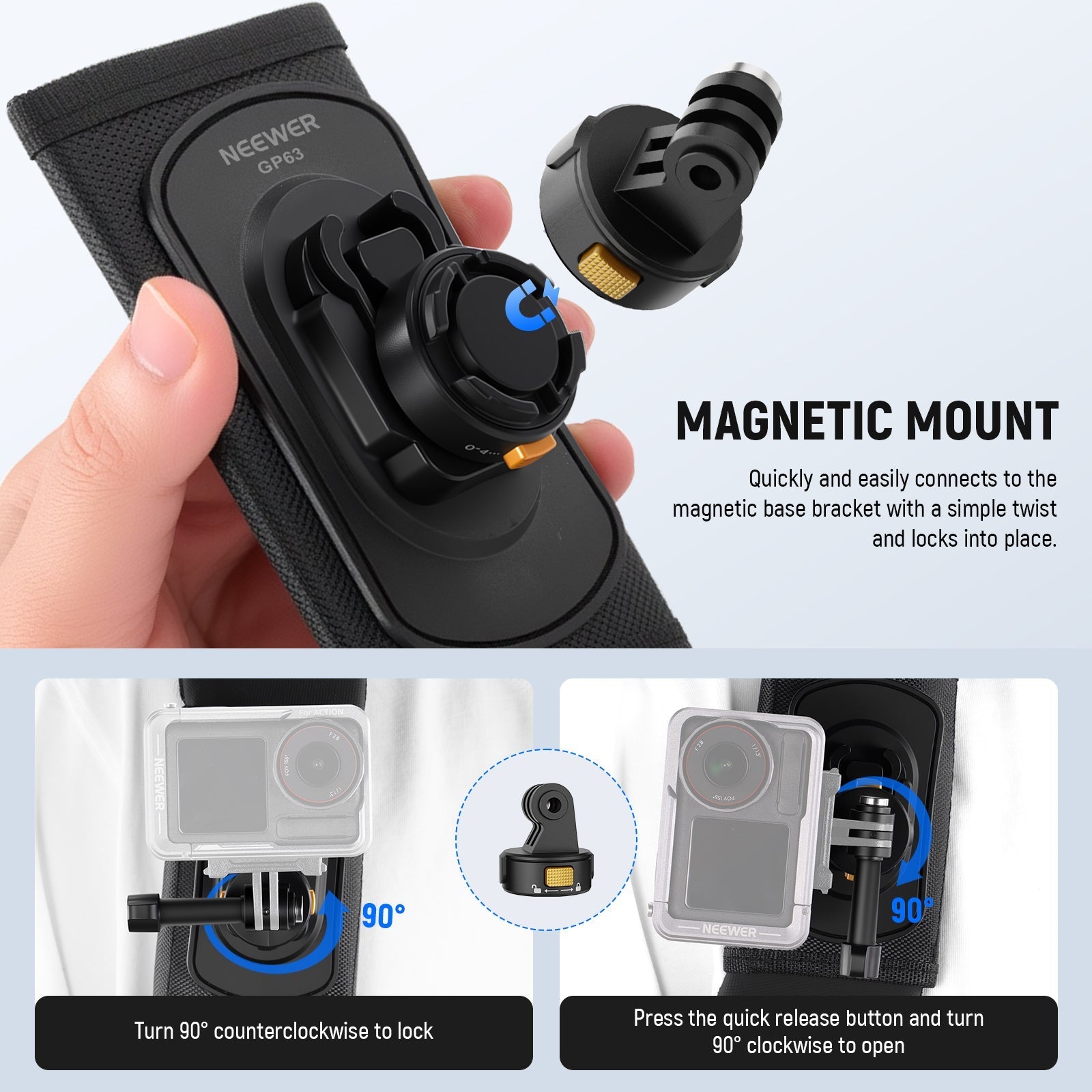 NEEWER GP63 Backpack Shoulder Chest Strap Mount For Action Cameras