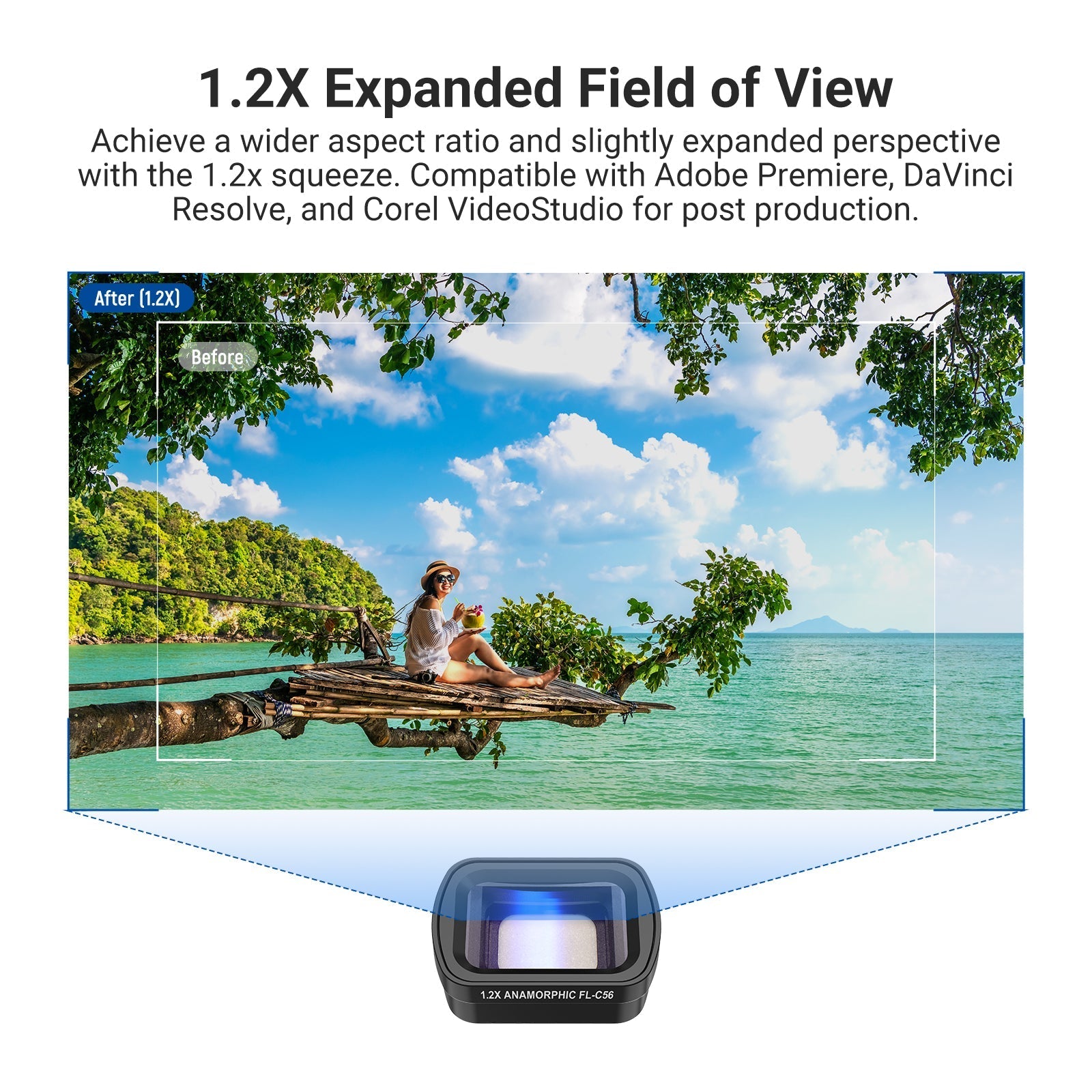 NEEWER FL-C56 1.2X Blue Anamorphic Lens For DJI Osmo Pocket 3 / Pocket 4 & Xtra Muse