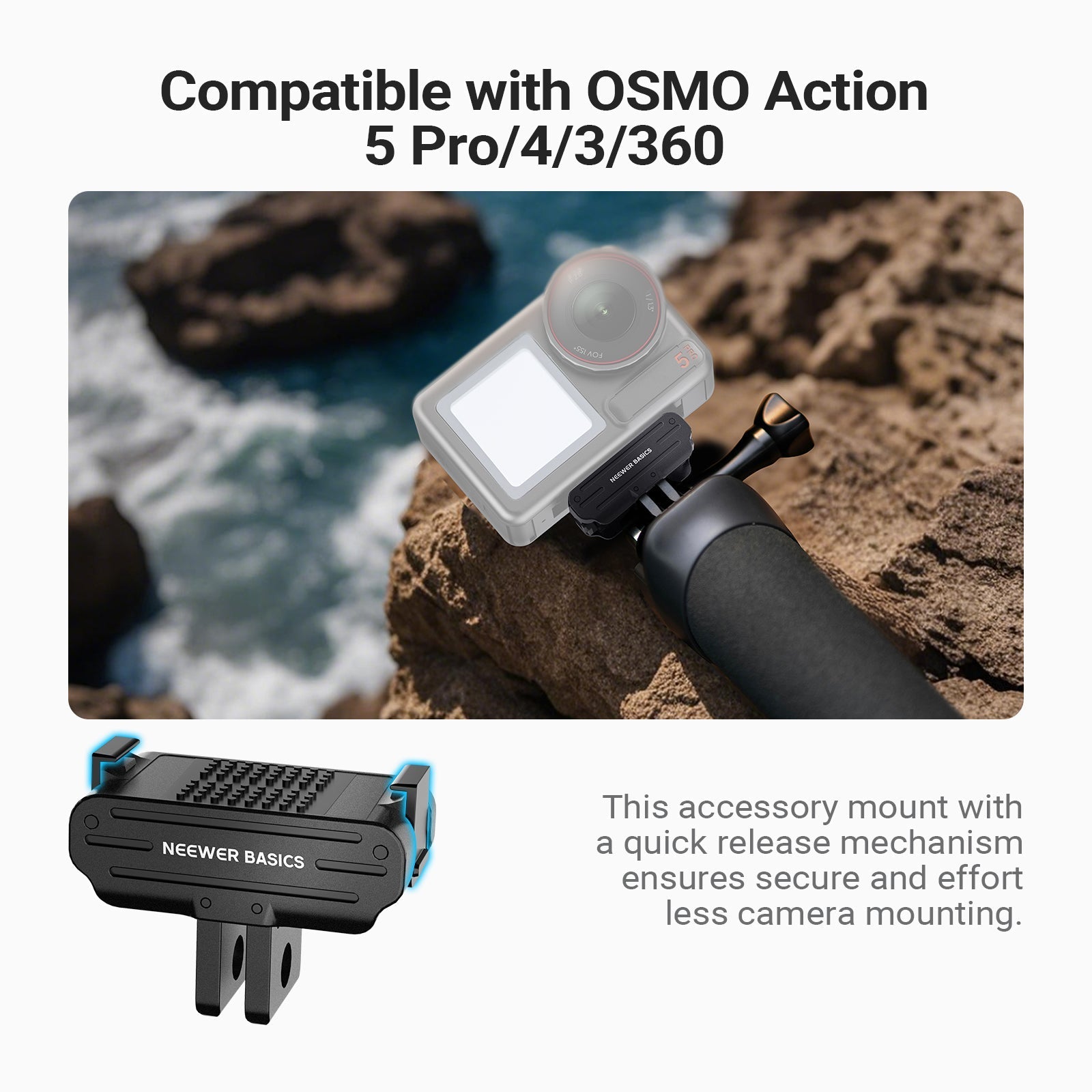 NEEWER BASICS DP04 Magnetic Mount For DJI OSMO Action 5 Pro 4 3 360