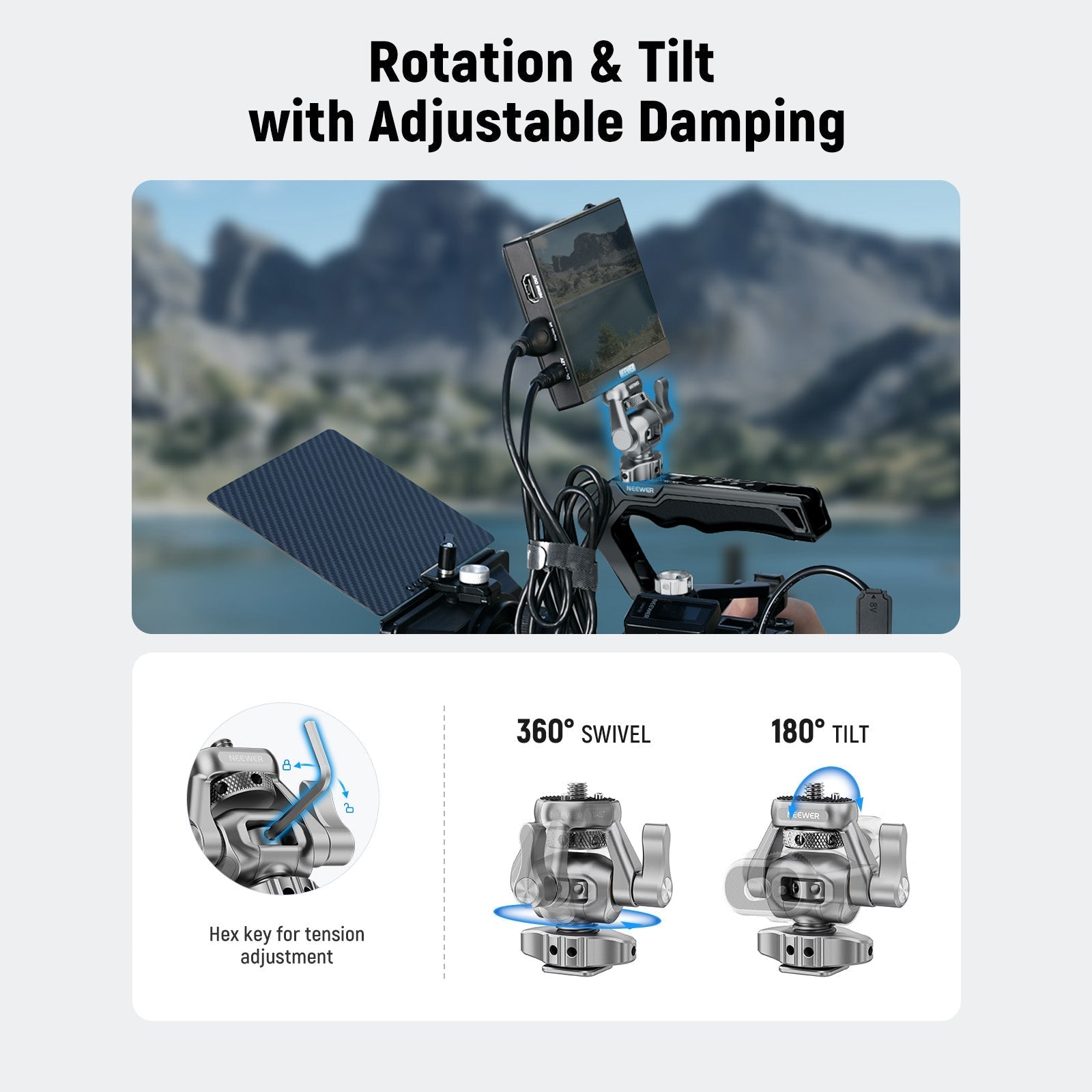 NEEWER MA017 Camera Monitor Mount with Cold Shoe