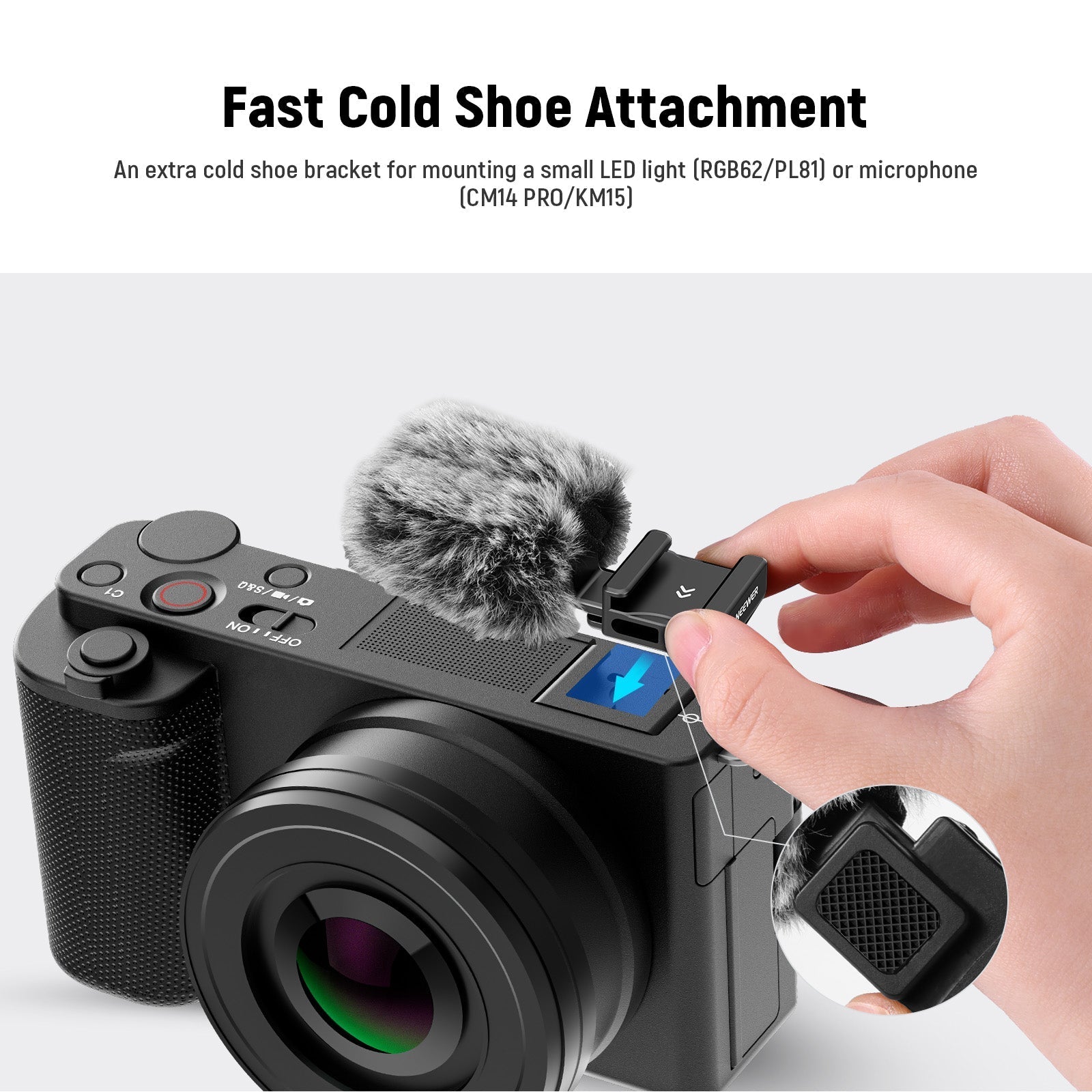 NEEWER CA133 Cold Shoe Wind Muff for ZV-1F/ZV-E10/ZV-1/ZV-E1/ZV-1 II