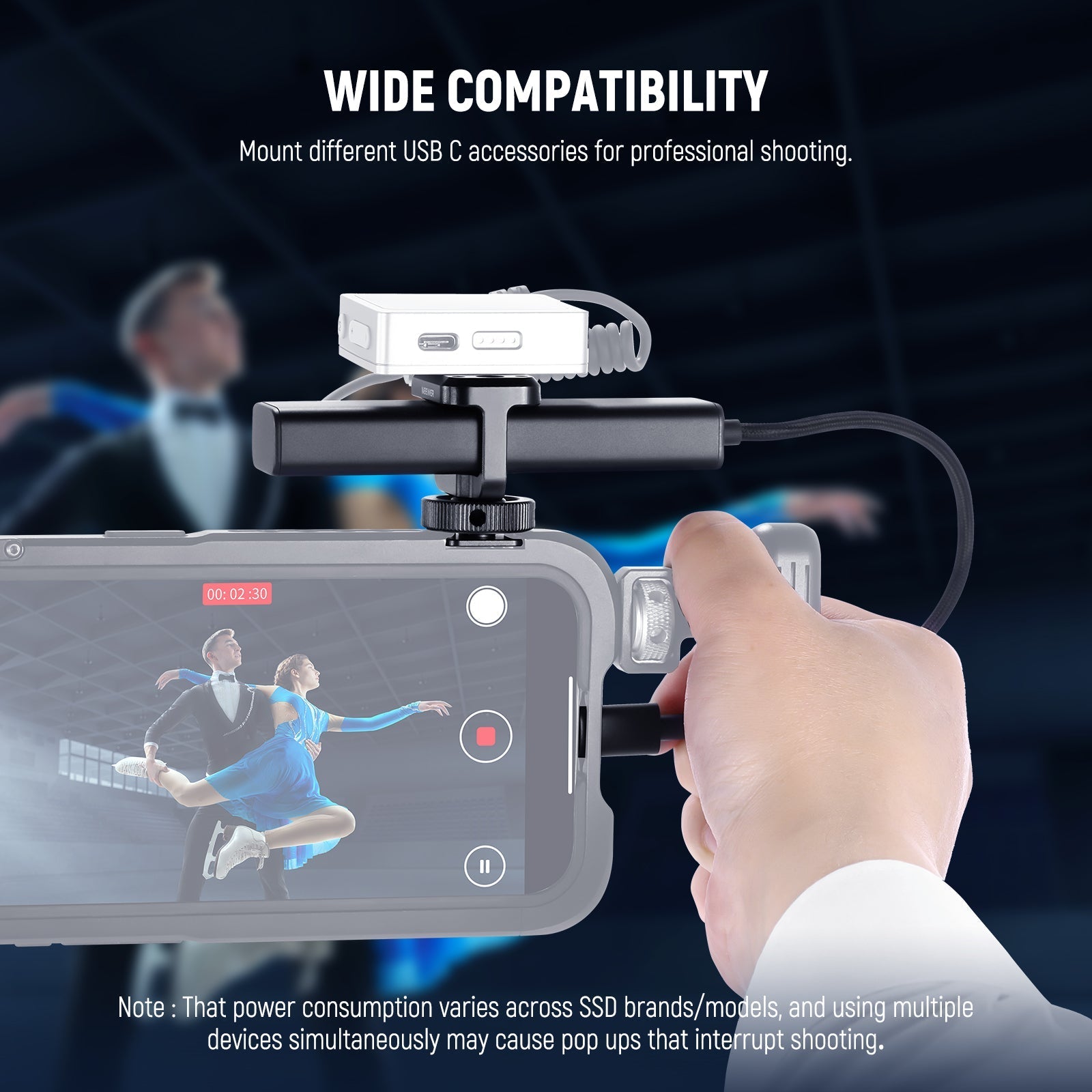 NEEWER PS020E 4 In 1 USB C Hub 3.1 Gen2 100W PD with Cold Shoe Adapter