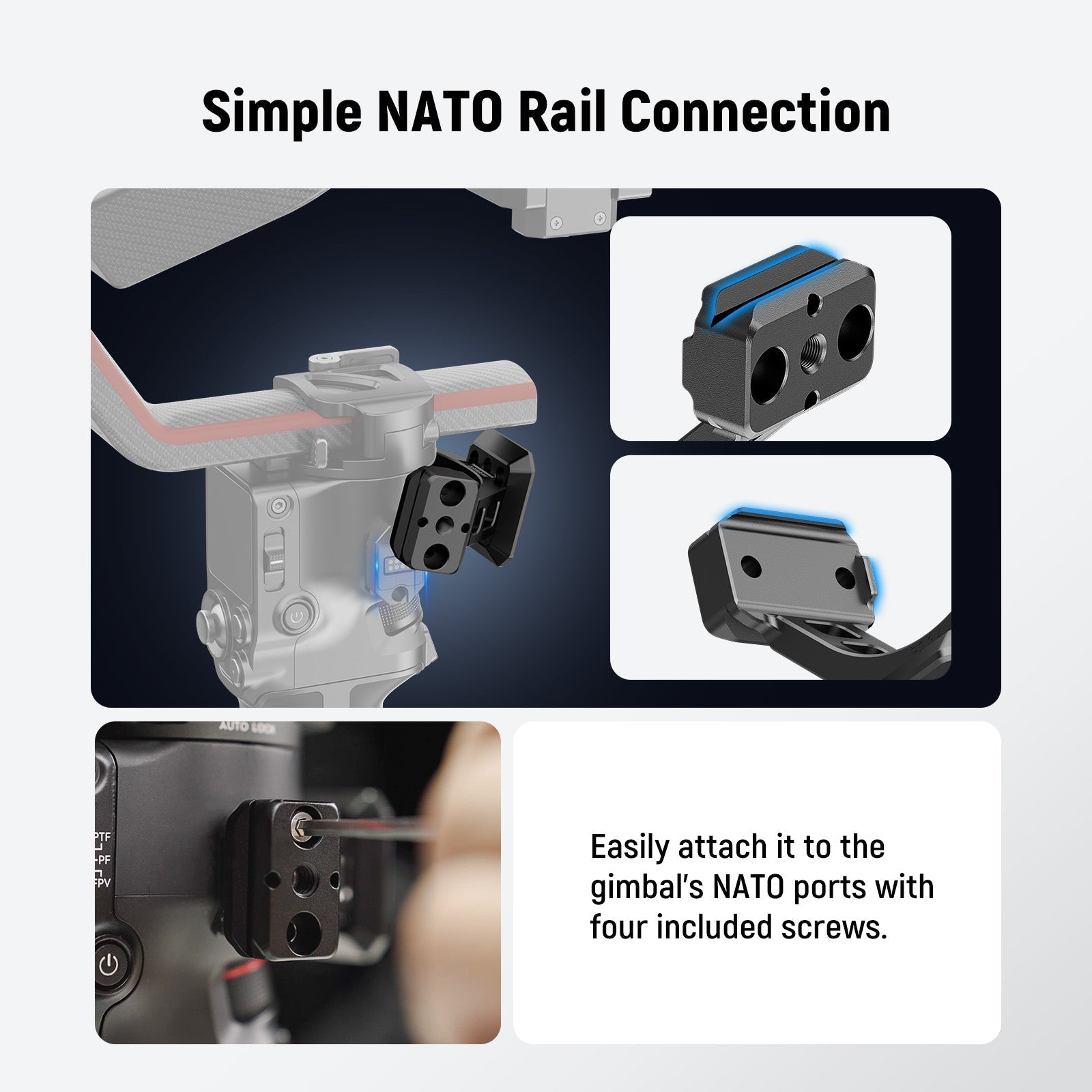 NEEWER GA030/GA030P Arca Type NATO Mount Adapter For DJI RS3/Pro RS4/Pro