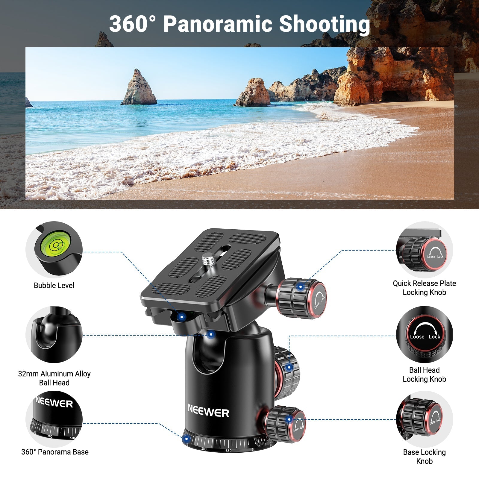 NEEWER TP63/TP64 Overhead Horizontal Camera Tripod Monopod