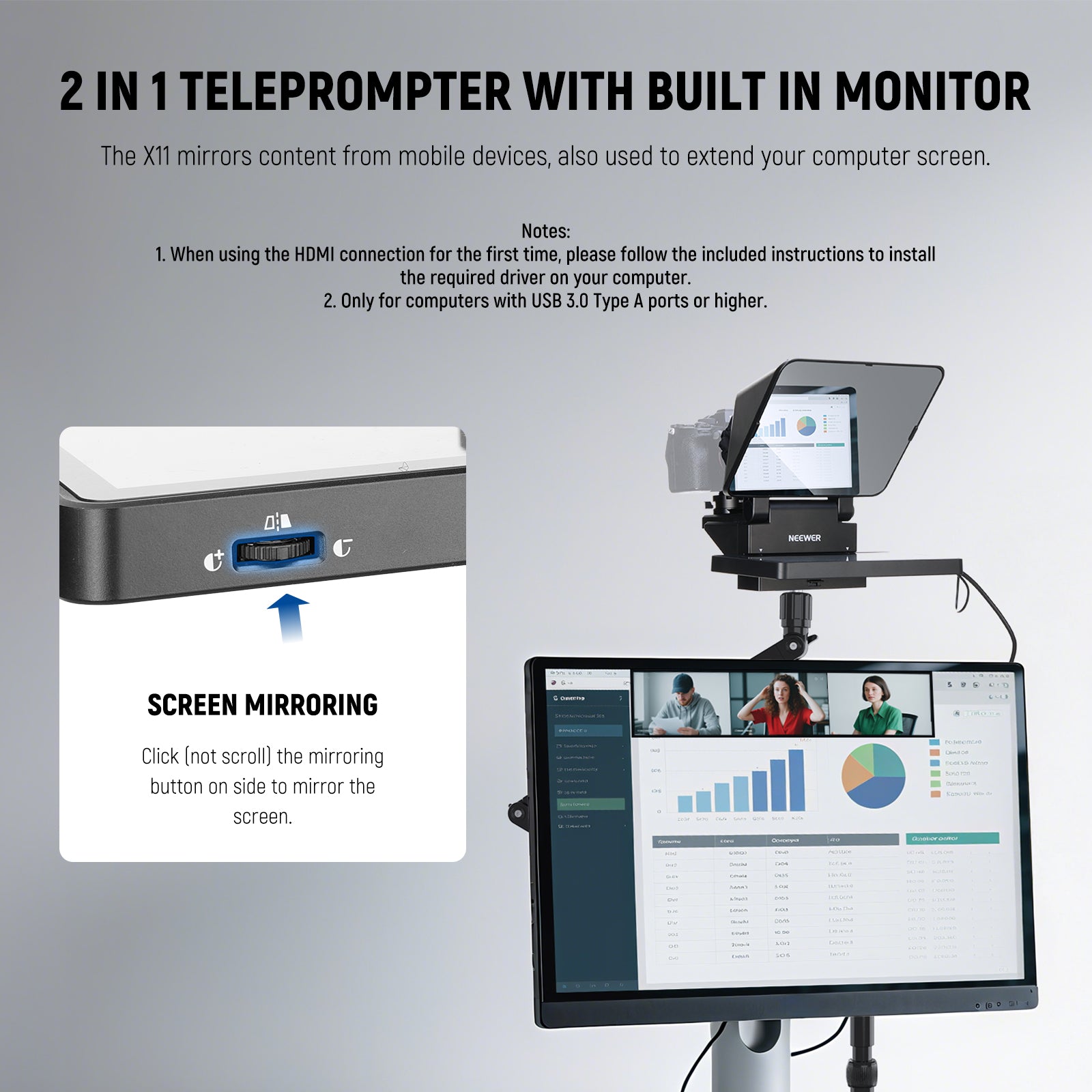 NEEWER X11 2-In-1 Teleprompter with Monitor