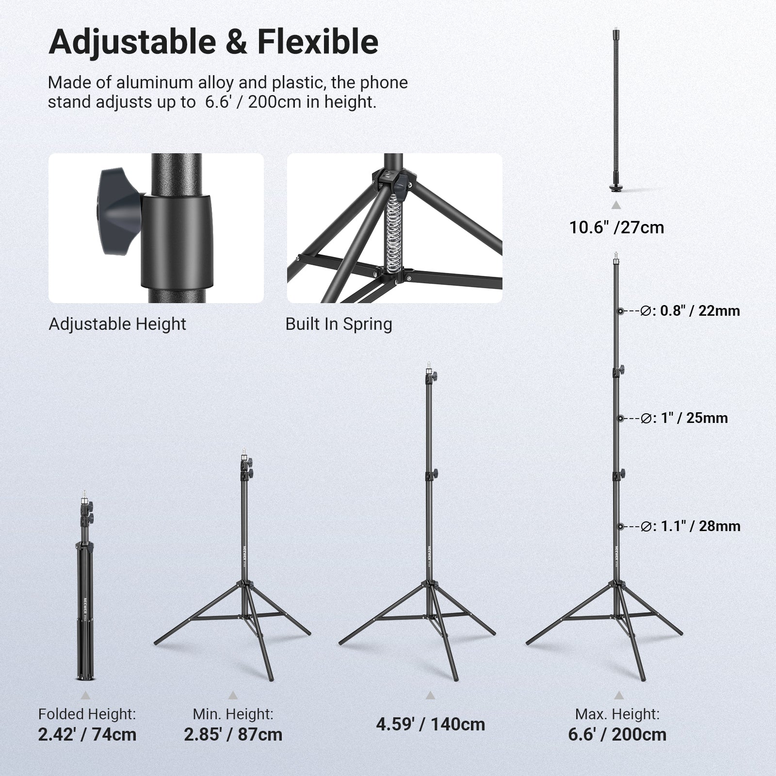 NEEWER BASICS ST015 Phone Tripod Stand with Dual Flexible Arms