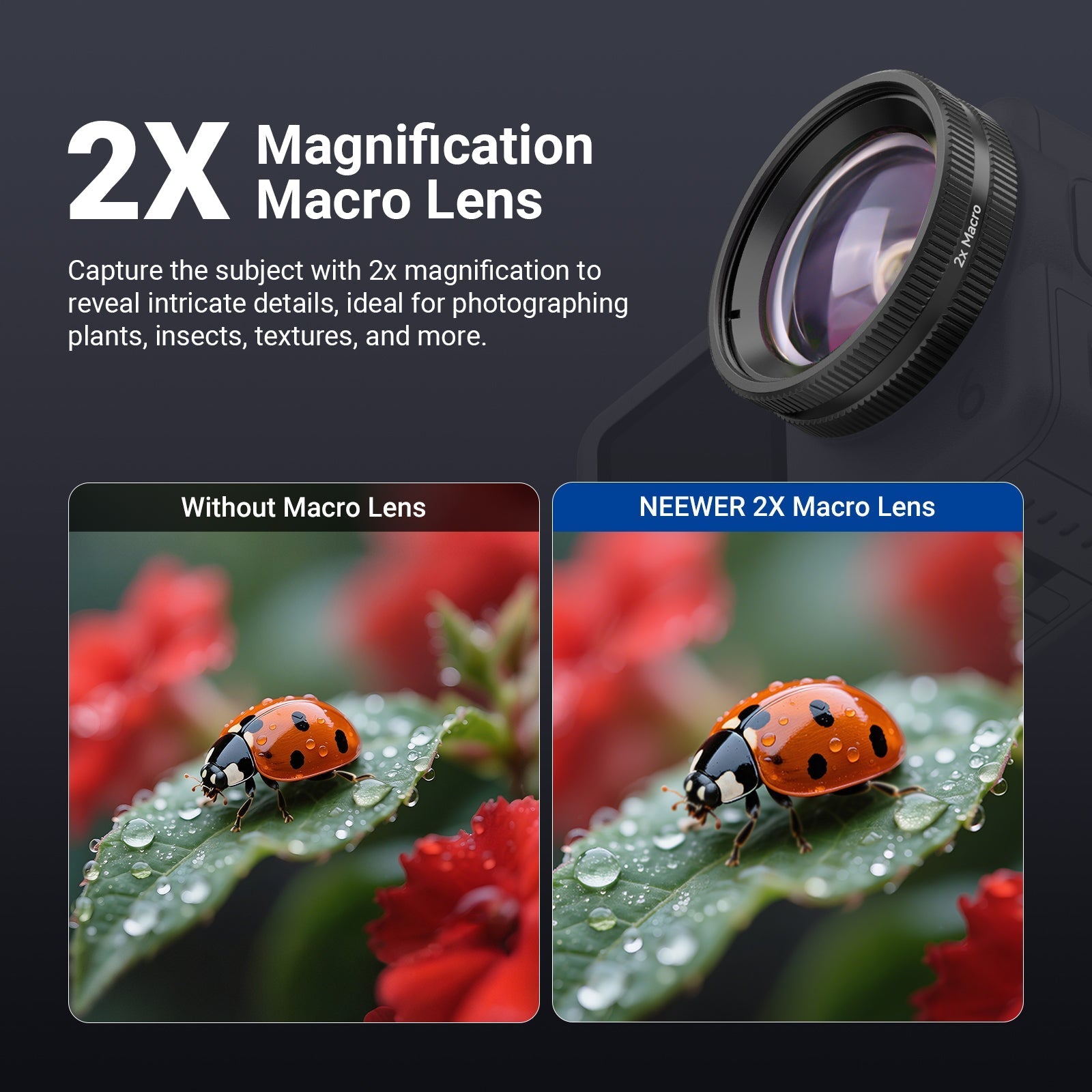 NEEWER LS010 2X Macro Lens Compatible with DJI Osmo Action 6