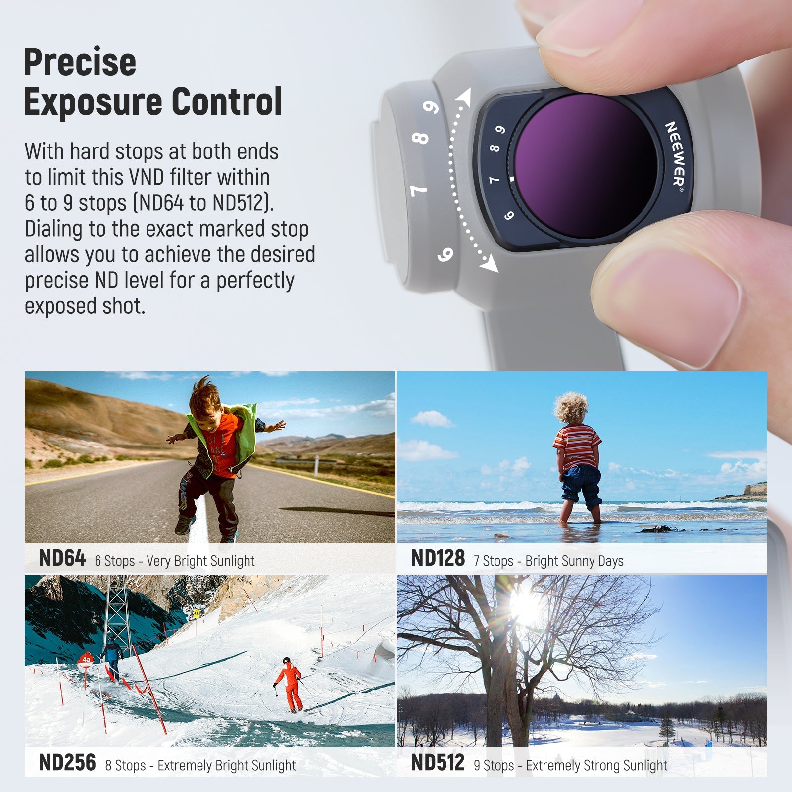 NEEWER FL-51 Variable ND64-512 Filter for DJI Osmo Pocket 3 / Pocket 4 & Xtra Muse