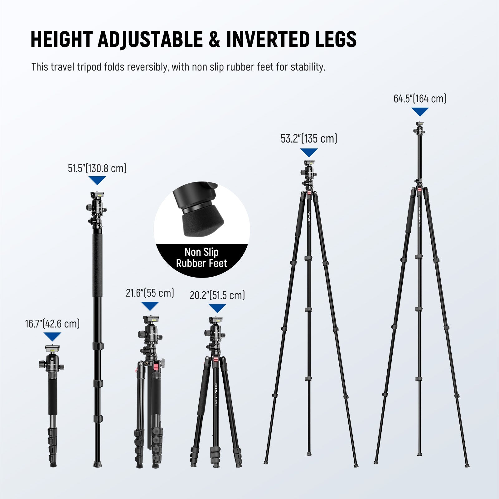 NEEWER BASICS TP66 64.5"/164cm Horizontal Overhead Tripod
