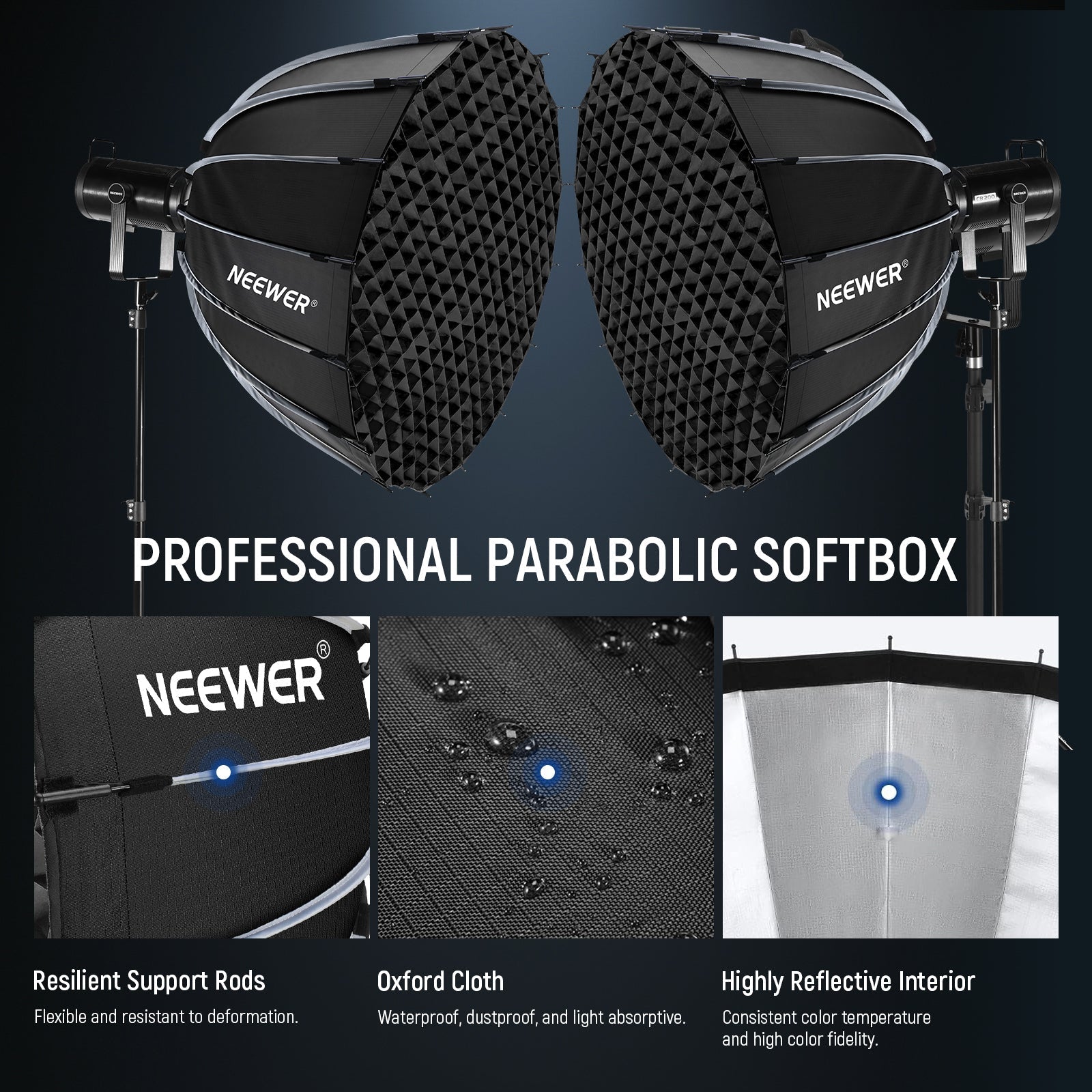 NEEWER 60CM/90CM/120CM Quick Release Parabolic Softbox