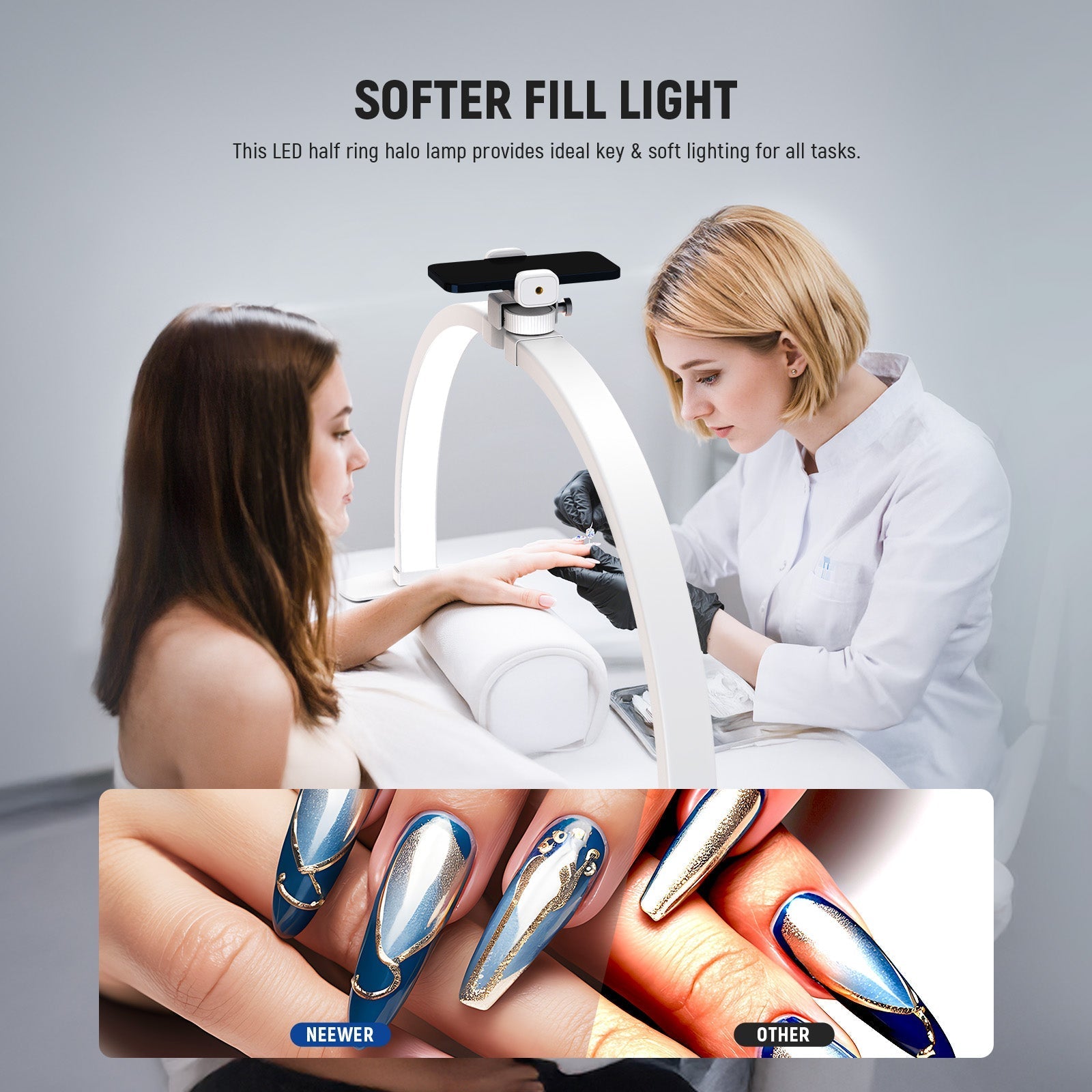 NEEWER BASICS HM02-D 36W 29" Foldable Nail Tech Table Arc Lamp