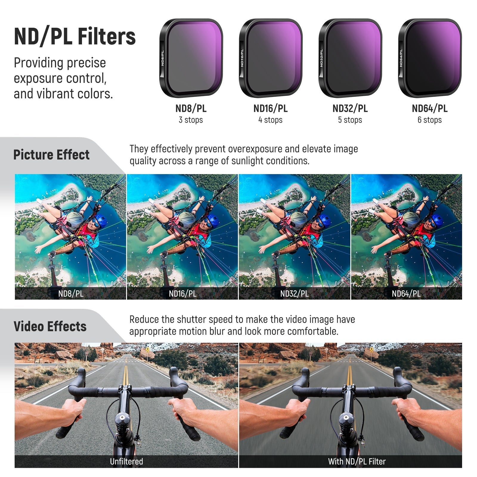 NEEWER FL-85 4 Pack ND/PL Filter Set For Insta360 ACE PRO