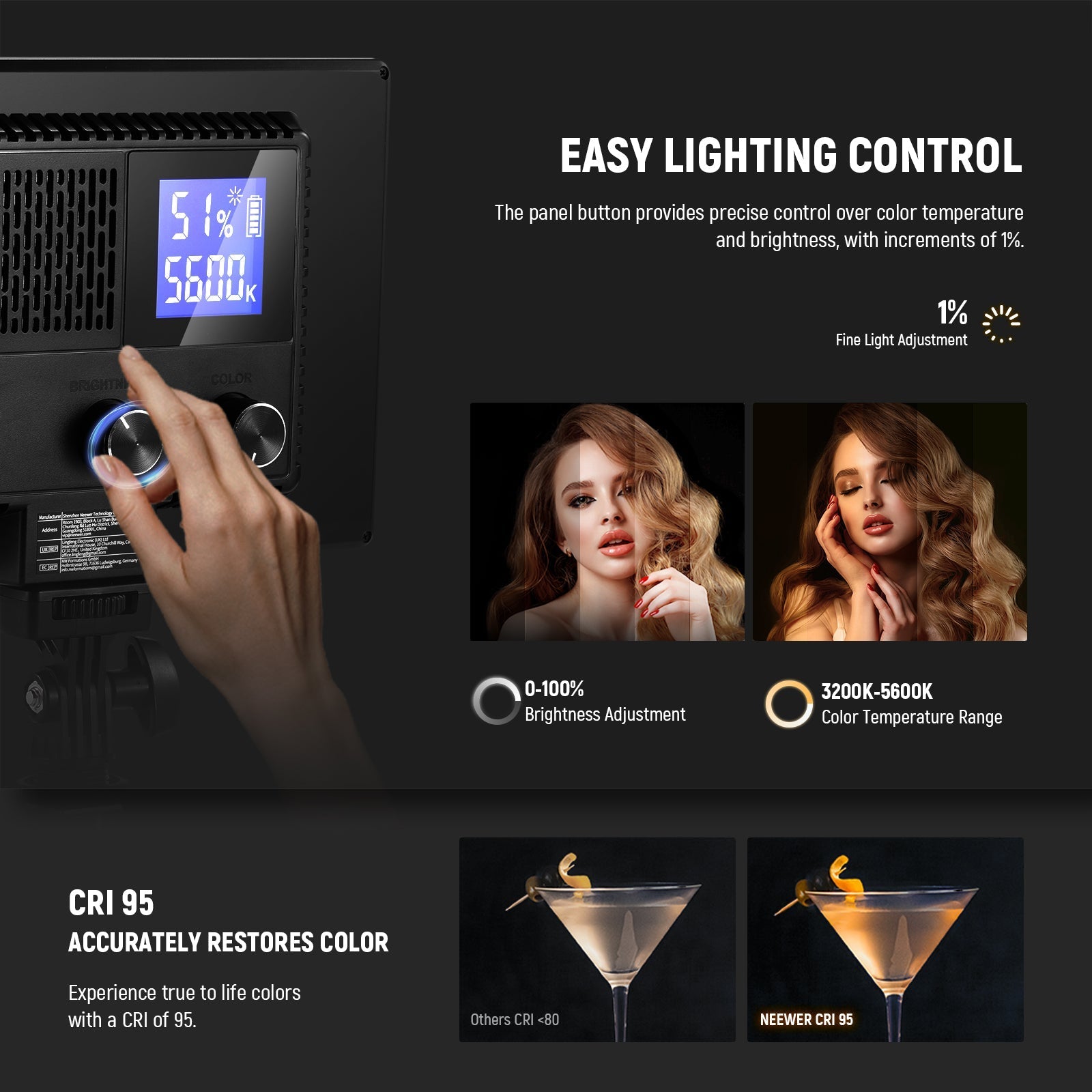 NEEWER NL-116AI Bi-Color 9" LED Video Panel Light