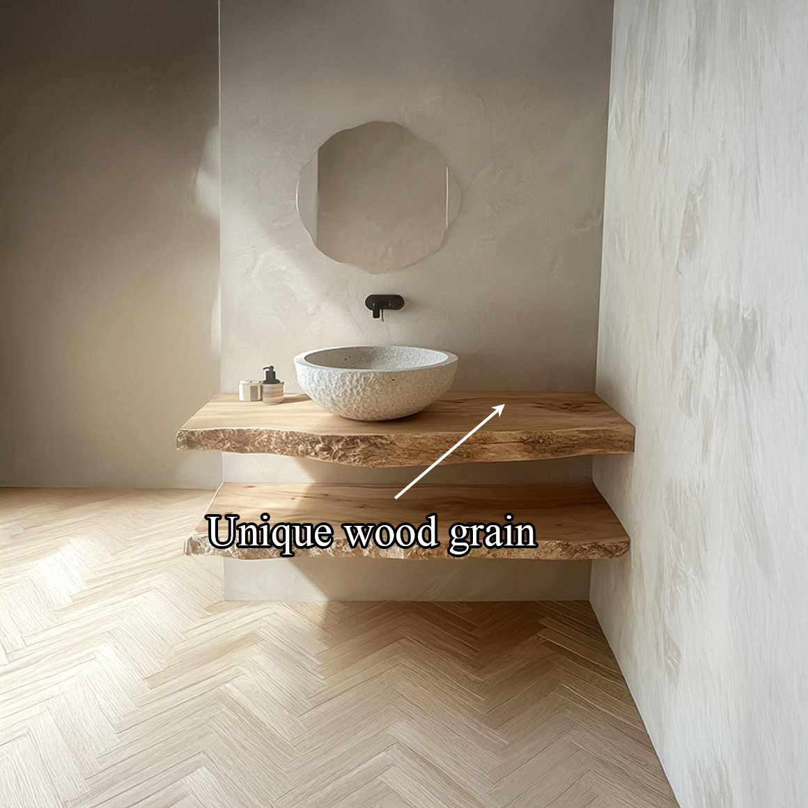 Midcentury Floating Shelf Double Vanity Bathroom