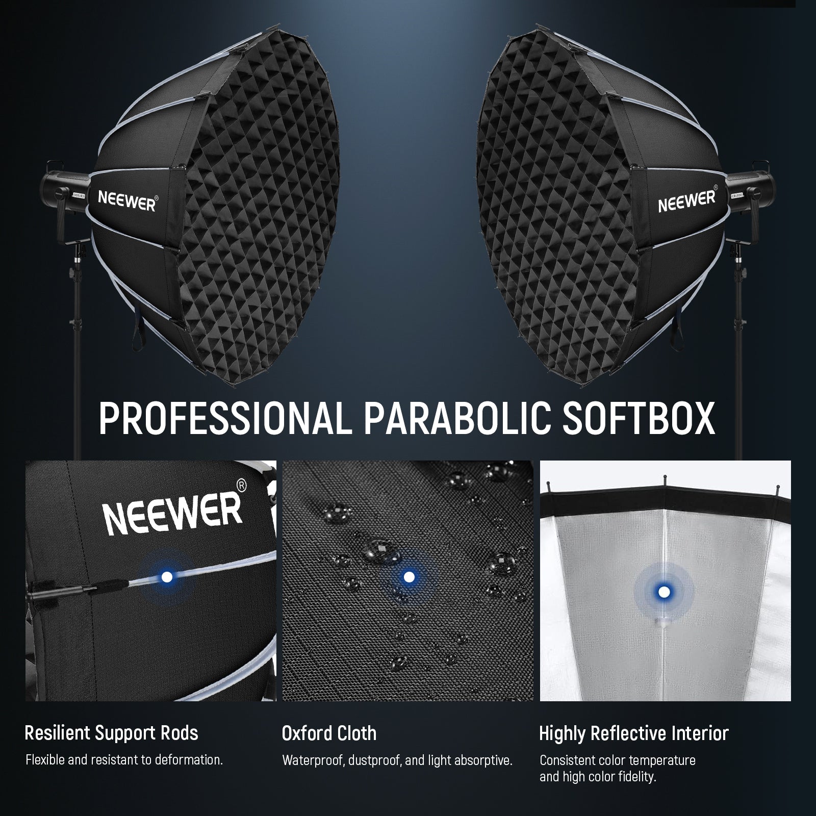 NEEWER 60CM/90CM/120CM Quick Release Parabolic Softbox