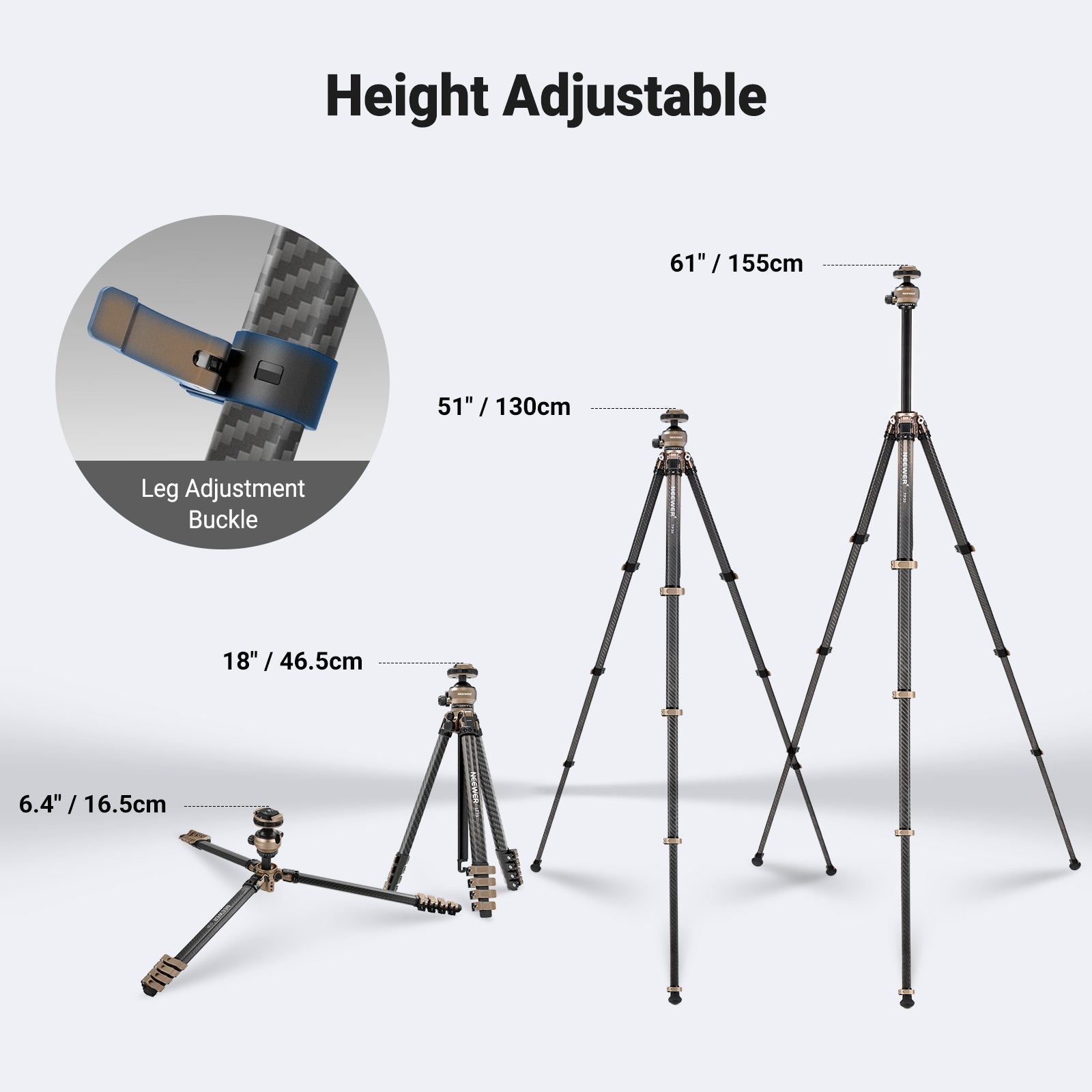 NEEWER LT39 62.4" Carbon Fiber Travel Tripod