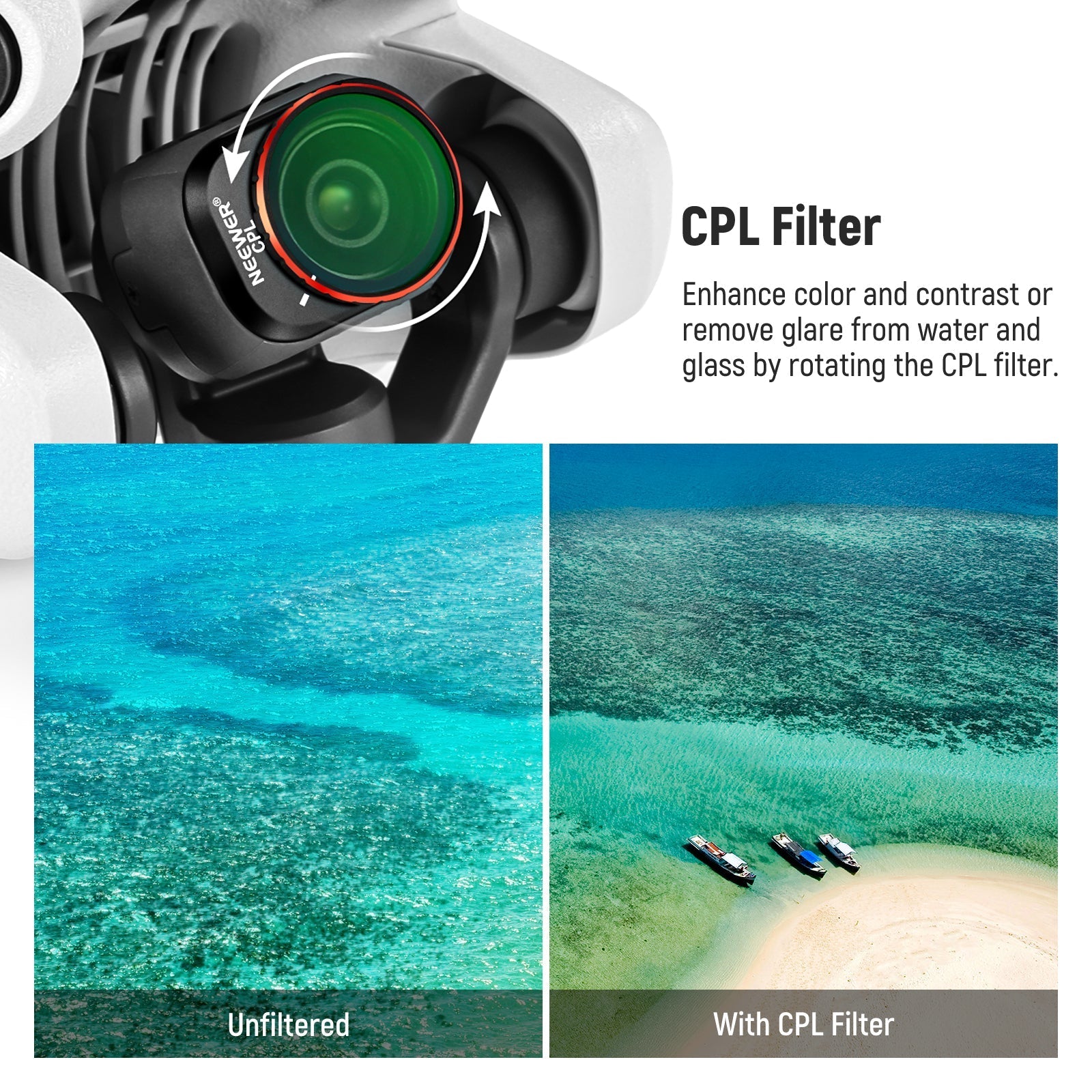NEEWER FL-A34 6-Pack Snap-On ND & CPL Filter Set for DJI Mini 4 Pro