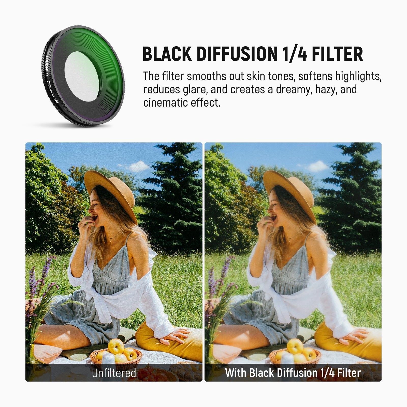 NEEWER UV/CPL/1/4 Black Diffusion Filter For Insta360 GO Ultra