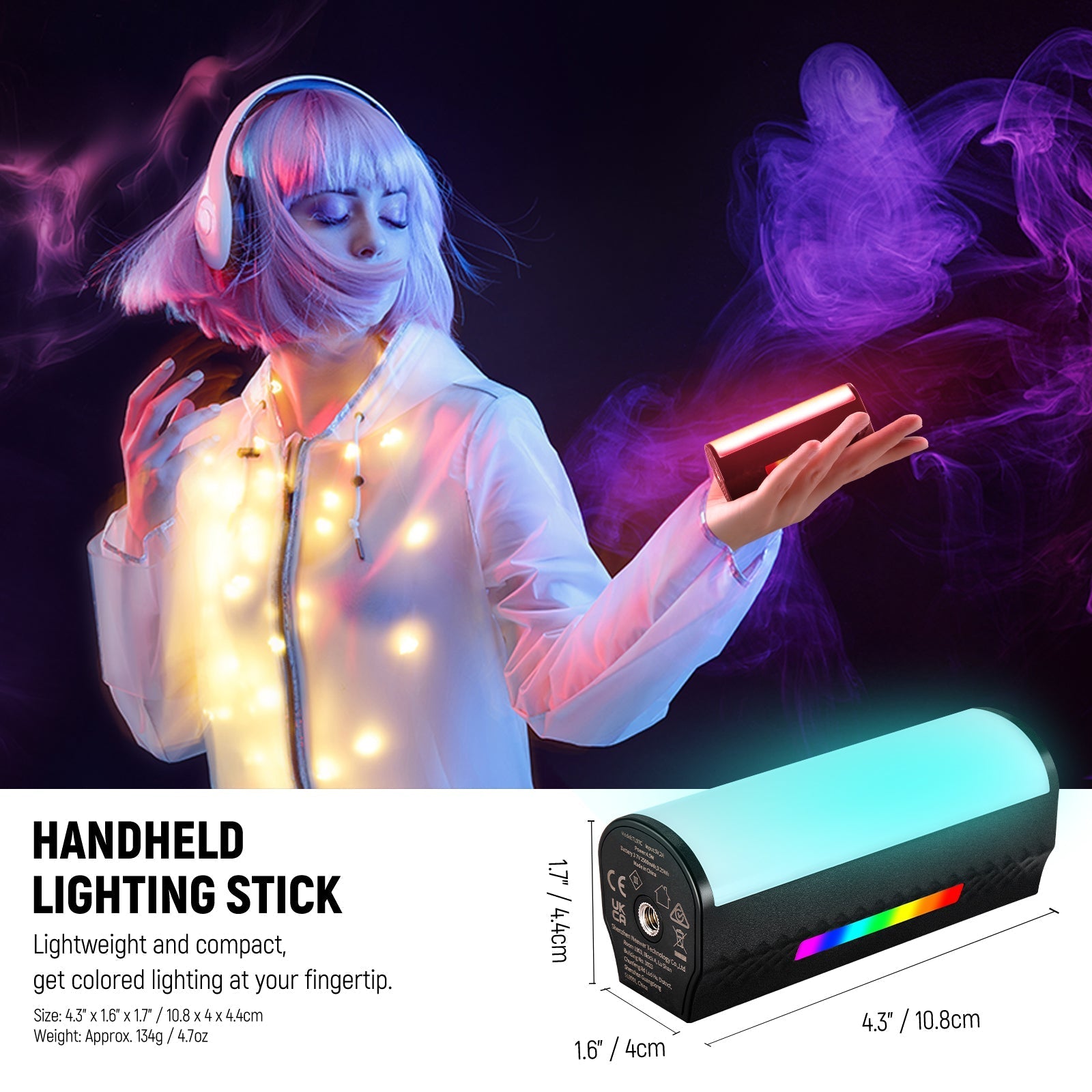 NEEWER TL97C Magnetic Handheld Light Wand with APP Control