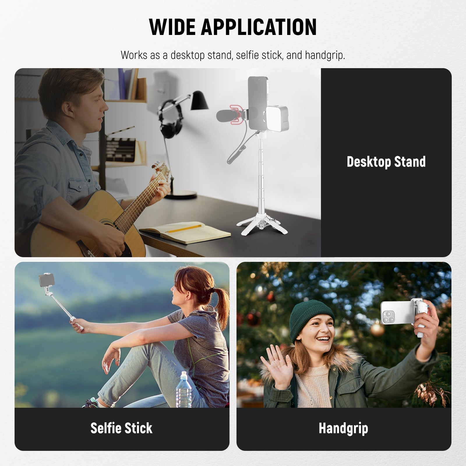 NEEWER P15 Foldable Selfie Stick Tripod with Bluetooth Remote Shutter