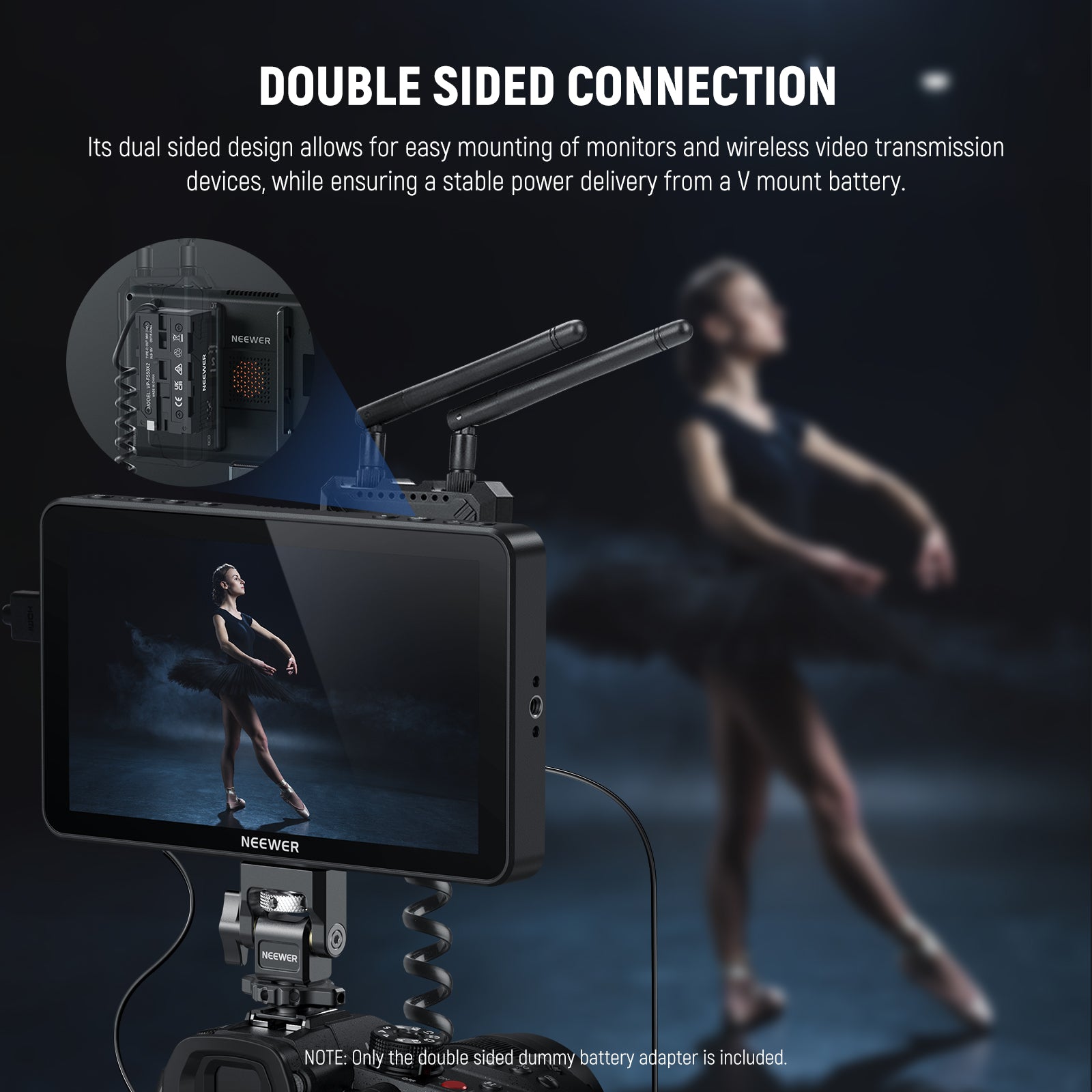 NEEWER VP-F550X2 Dual Sided Dummy Battery Adapter with Display