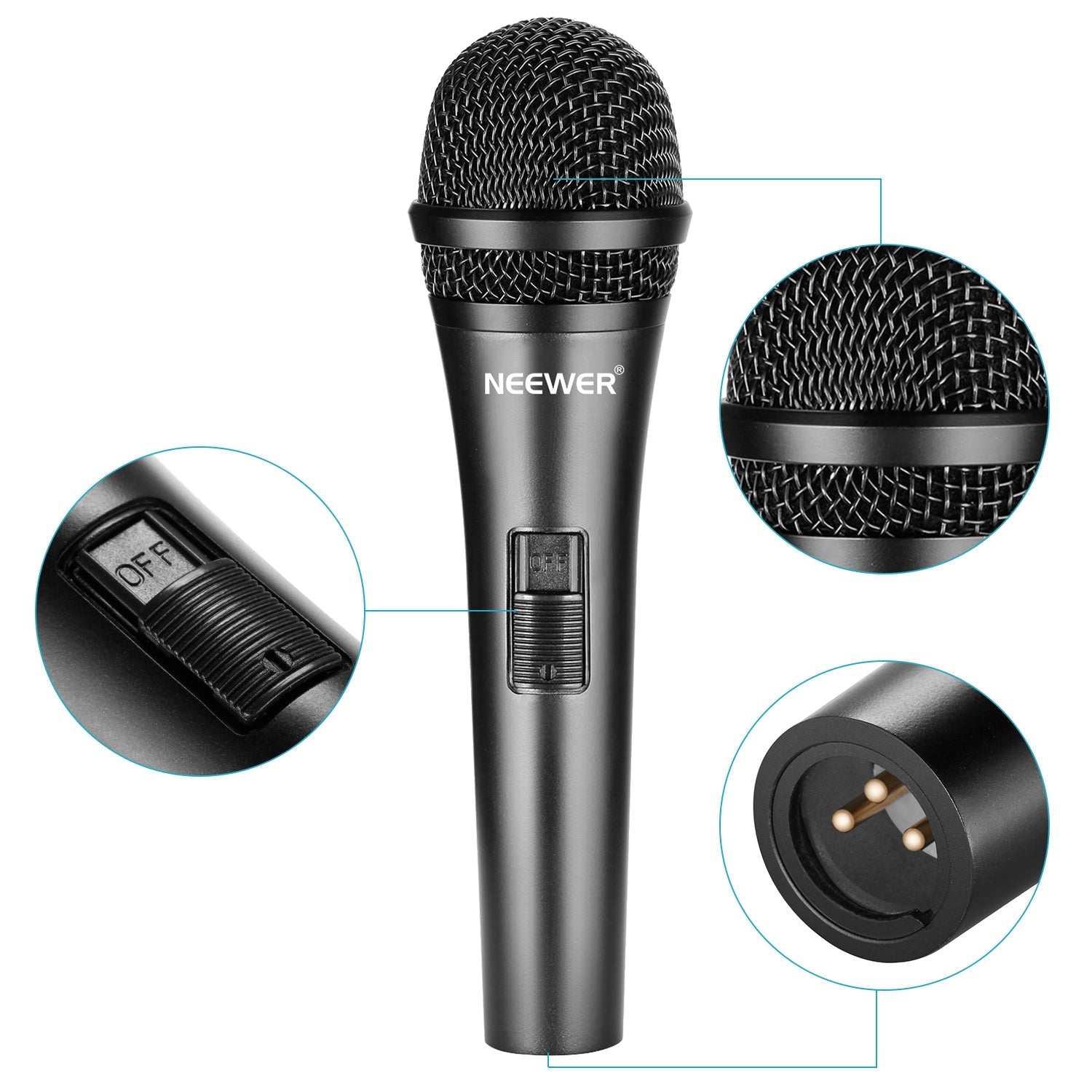 NEEWER NW-040 Cardioid Dynamic Microphone with Cable (Black)