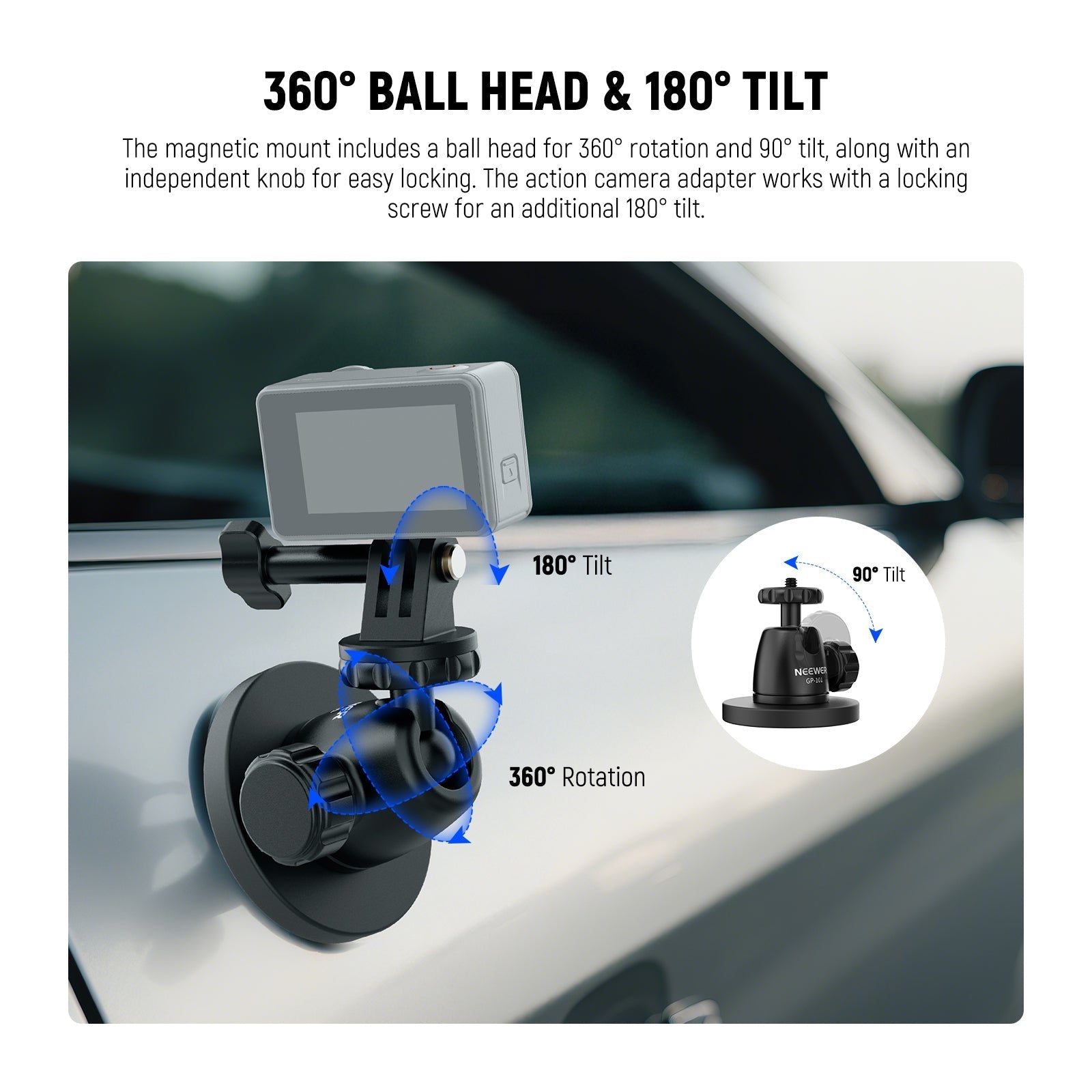 NEEWER BASICS GP-101 Magnetic Camera Mount for Action Camera
