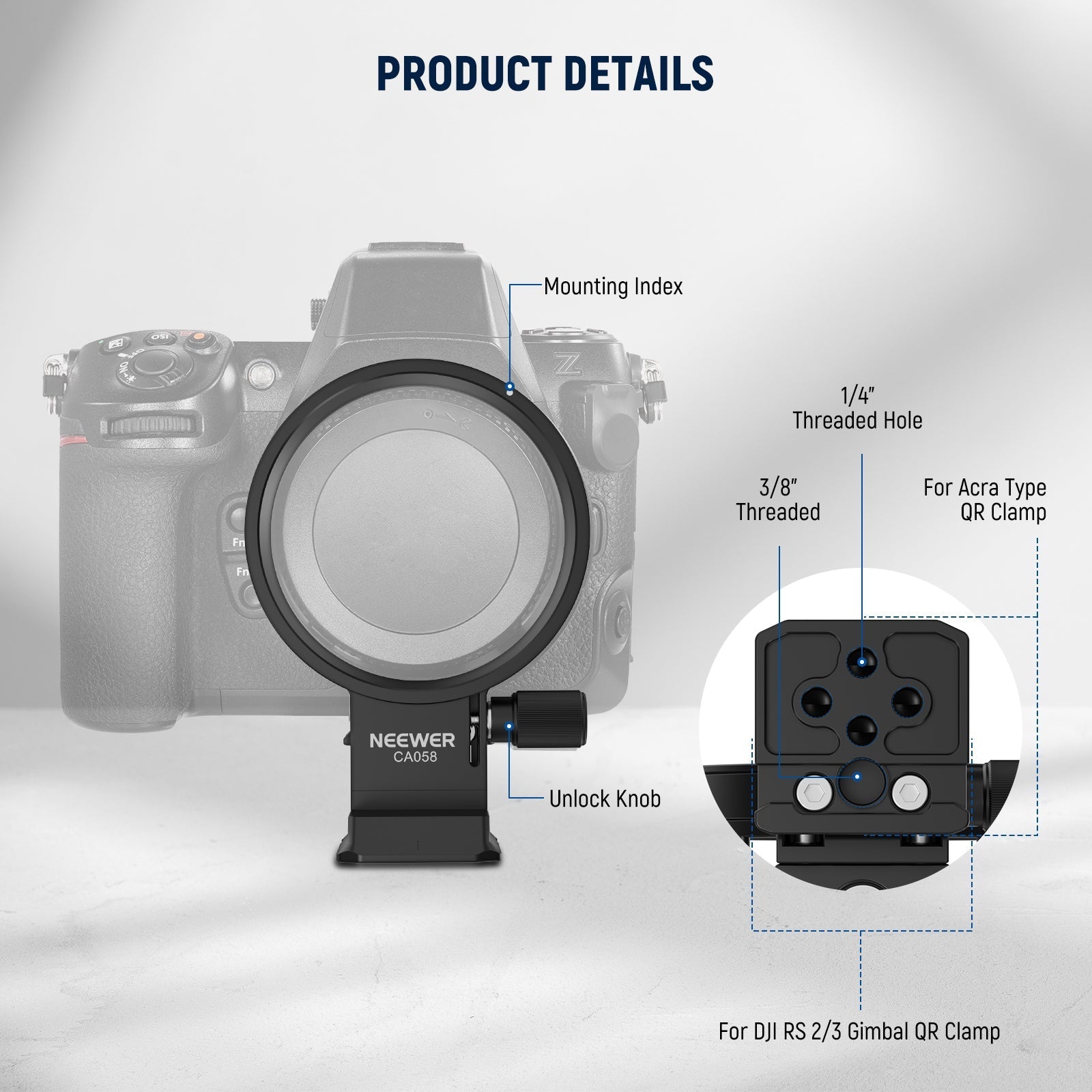 NEEWER Rotatable Camera Lens Collar for Camera