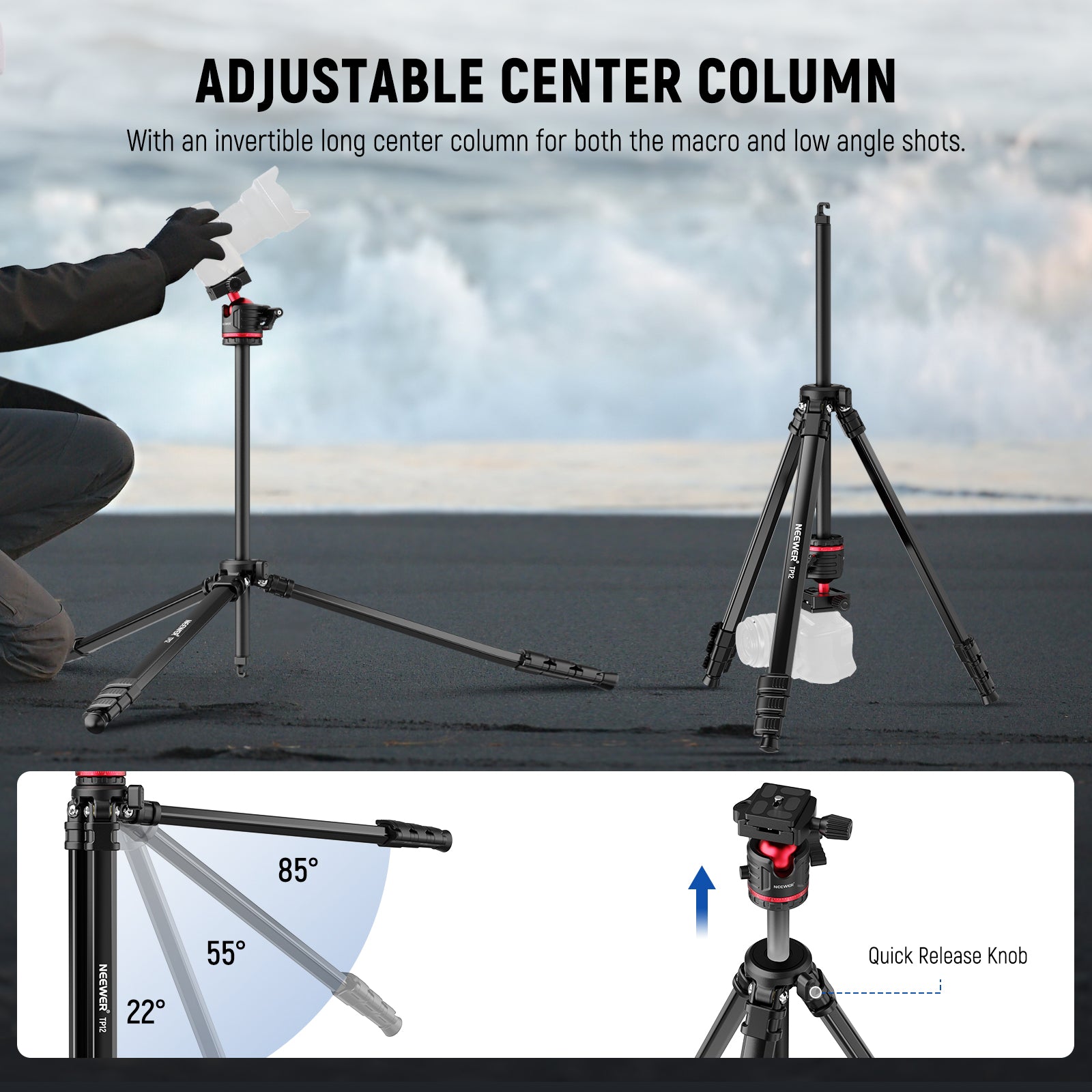 NEEWER BASICS TP12 66.5" Aluminum Alloy Travel Tripod