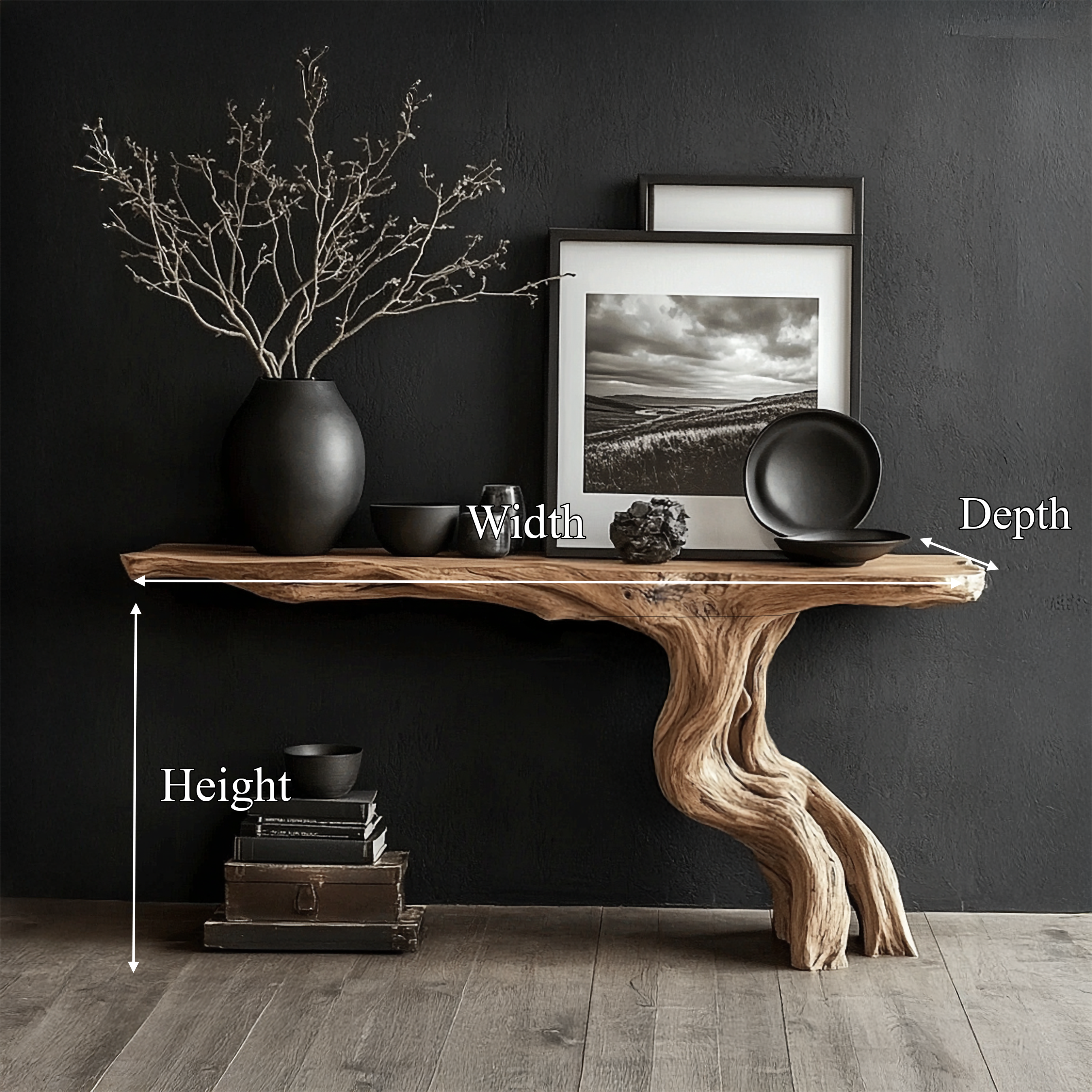Rustic Console Table Driftwood Live Edge Natural Wood Gift
