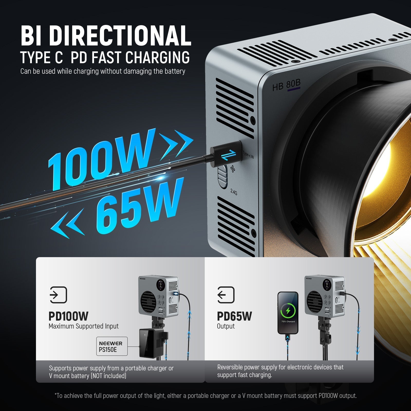 NEEWER HB80B 80W Bi-Color Mini COB LED Video Light