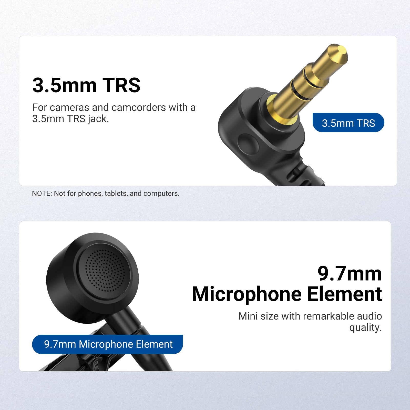 NEEWER LM10 2 Pack 3.5mm TRS ø9.7mm Lavalier Microphone