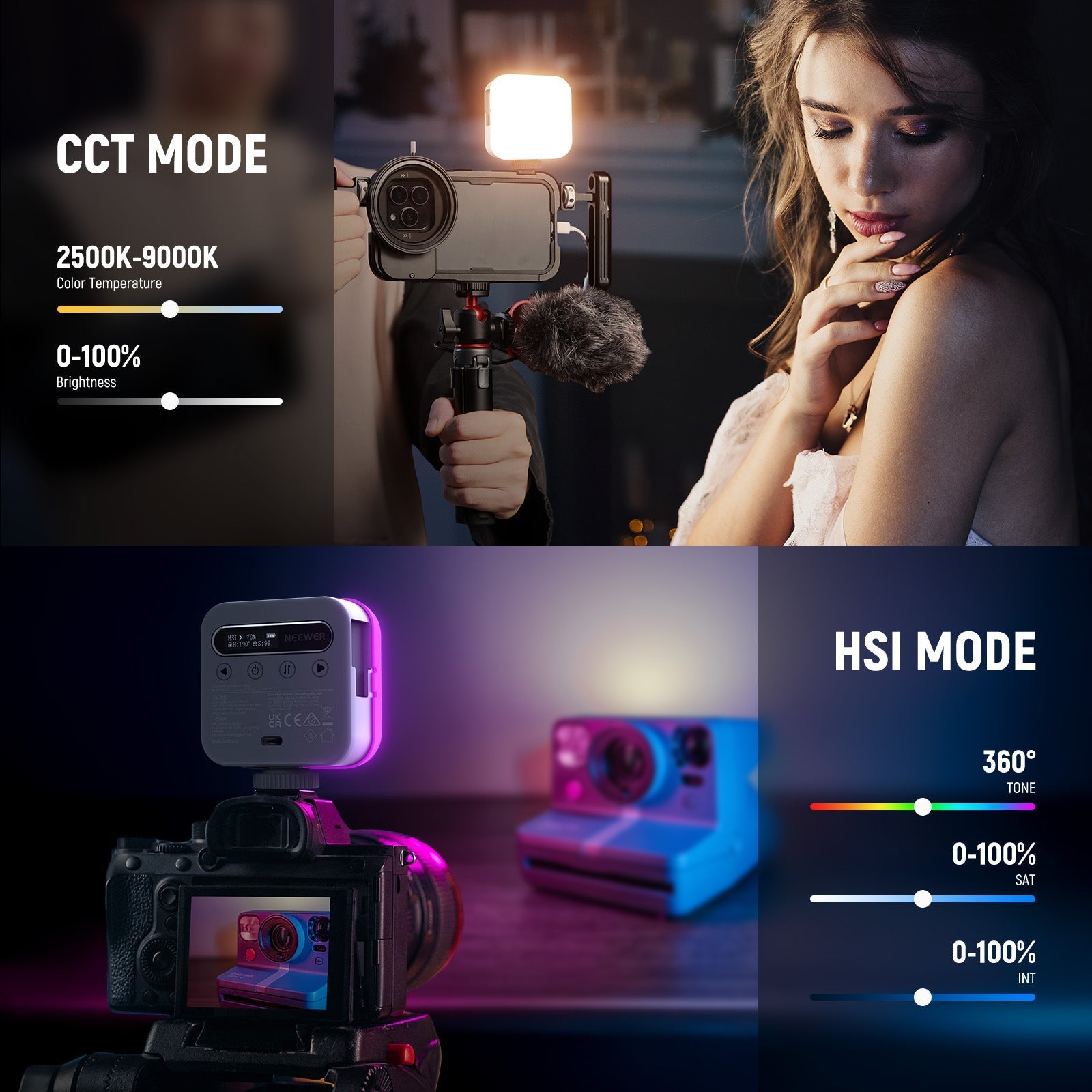 NEEWER BASICS BL60C Magnetic RGB Video Light