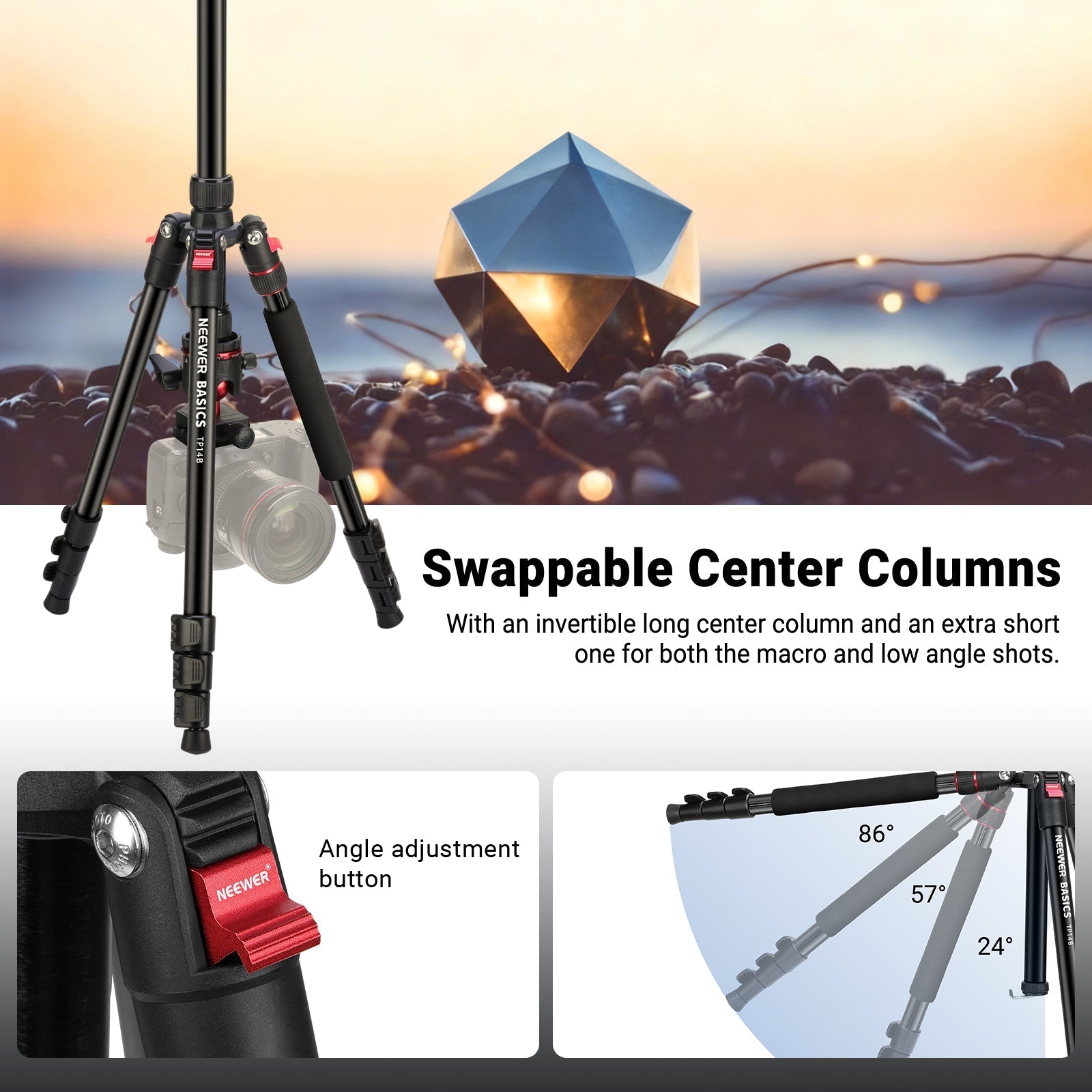 NEEWER BASICS TP14B 72"/ 182cm Travel Tripod Monopod