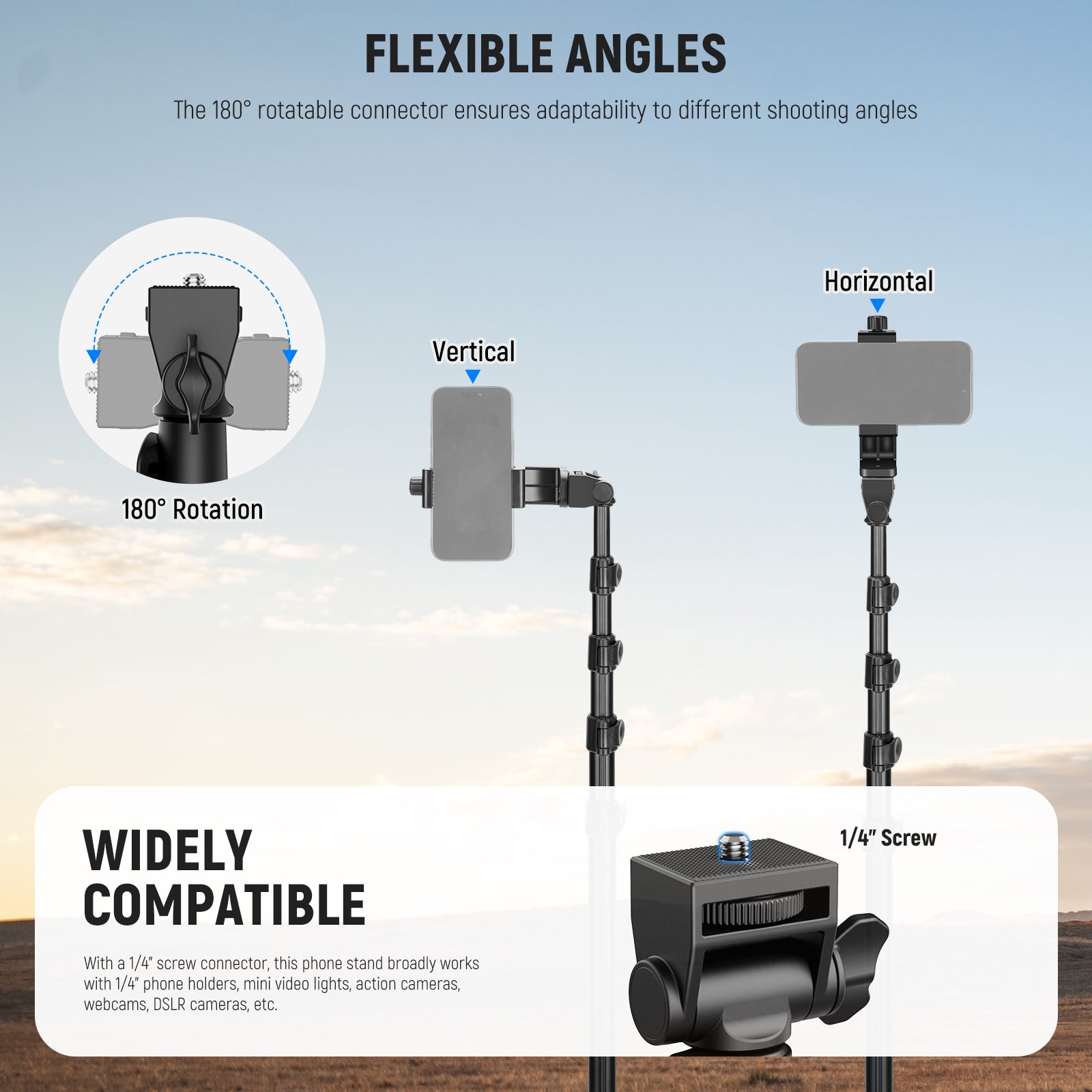 NEEWER BASICS TS03 66" Phone Tripod with Remote & Phone Holder