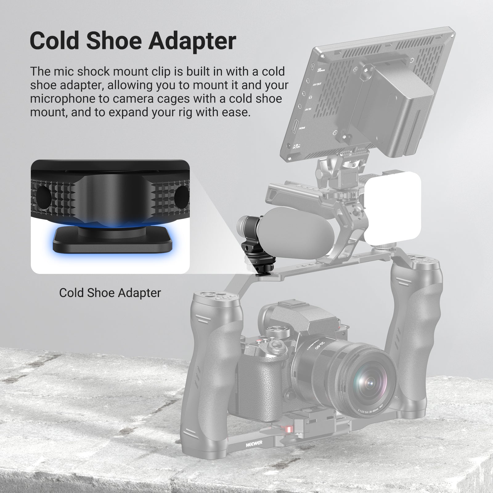 NEEWER MH3 Microphone Holder with Cold Shoe Adapter